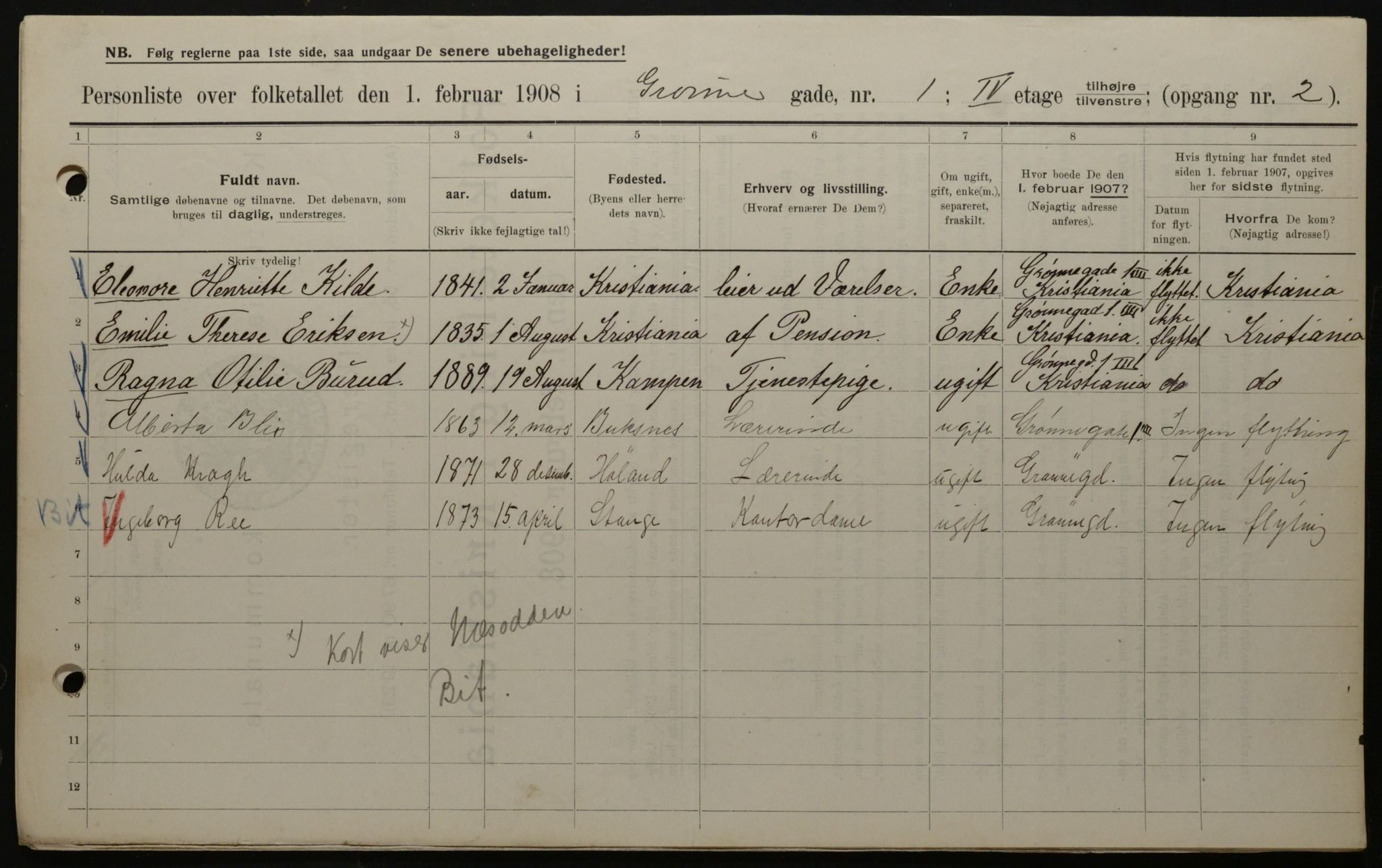 OBA, Municipal Census 1908 for Kristiania, 1908, p. 29163