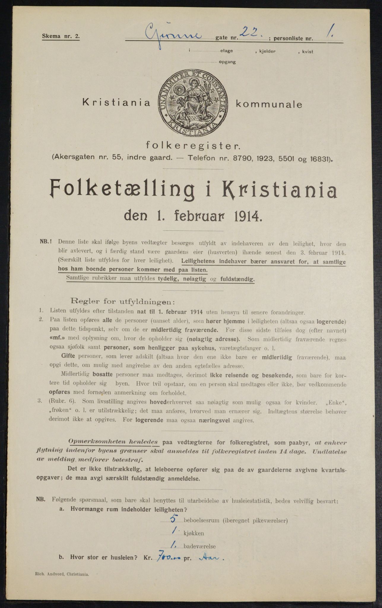 OBA, Municipal Census 1914 for Kristiania, 1914, p. 32507