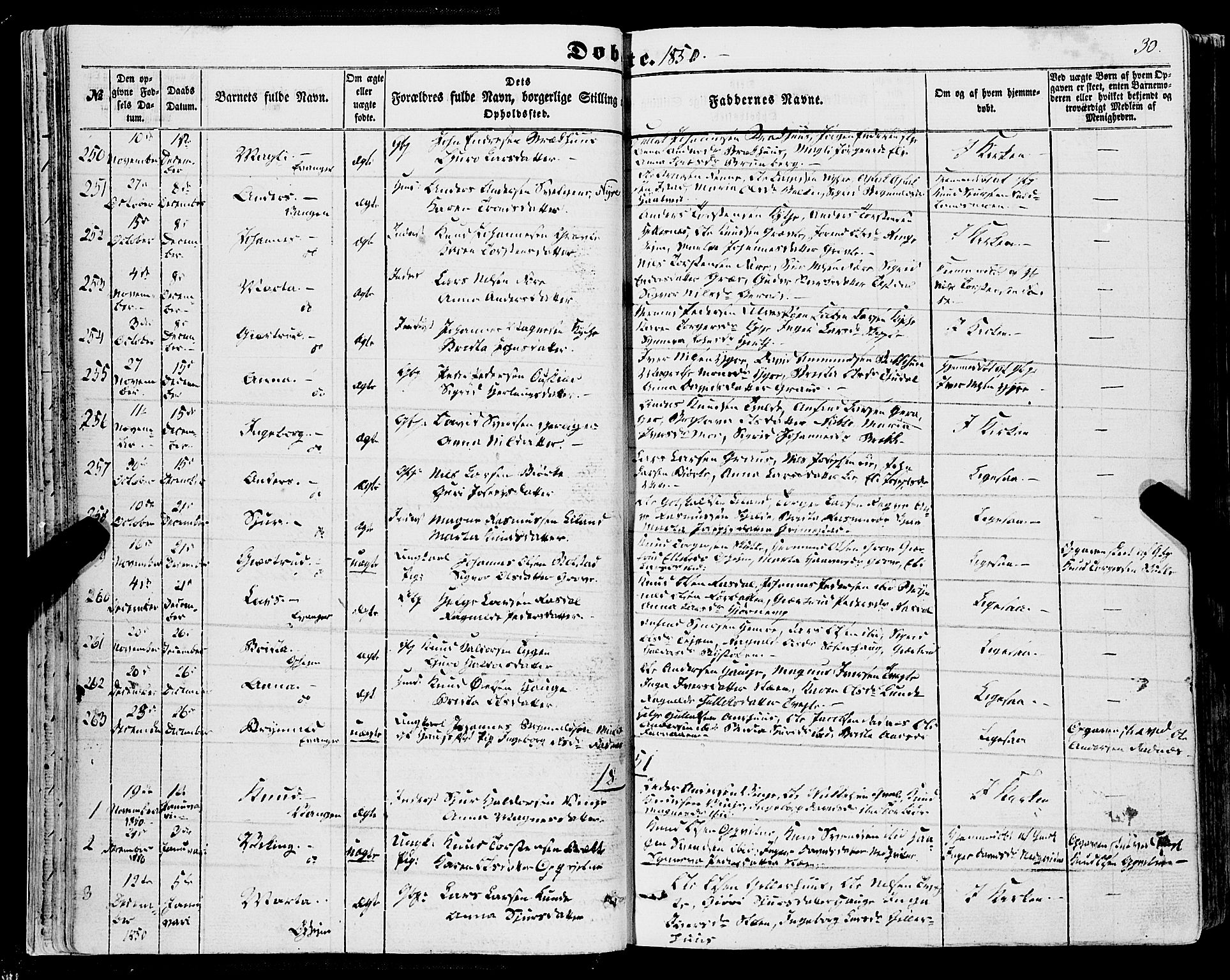 Voss sokneprestembete, SAB/A-79001/H/Haa: Parish register (official) no. A 16, 1849-1863, p. 30
