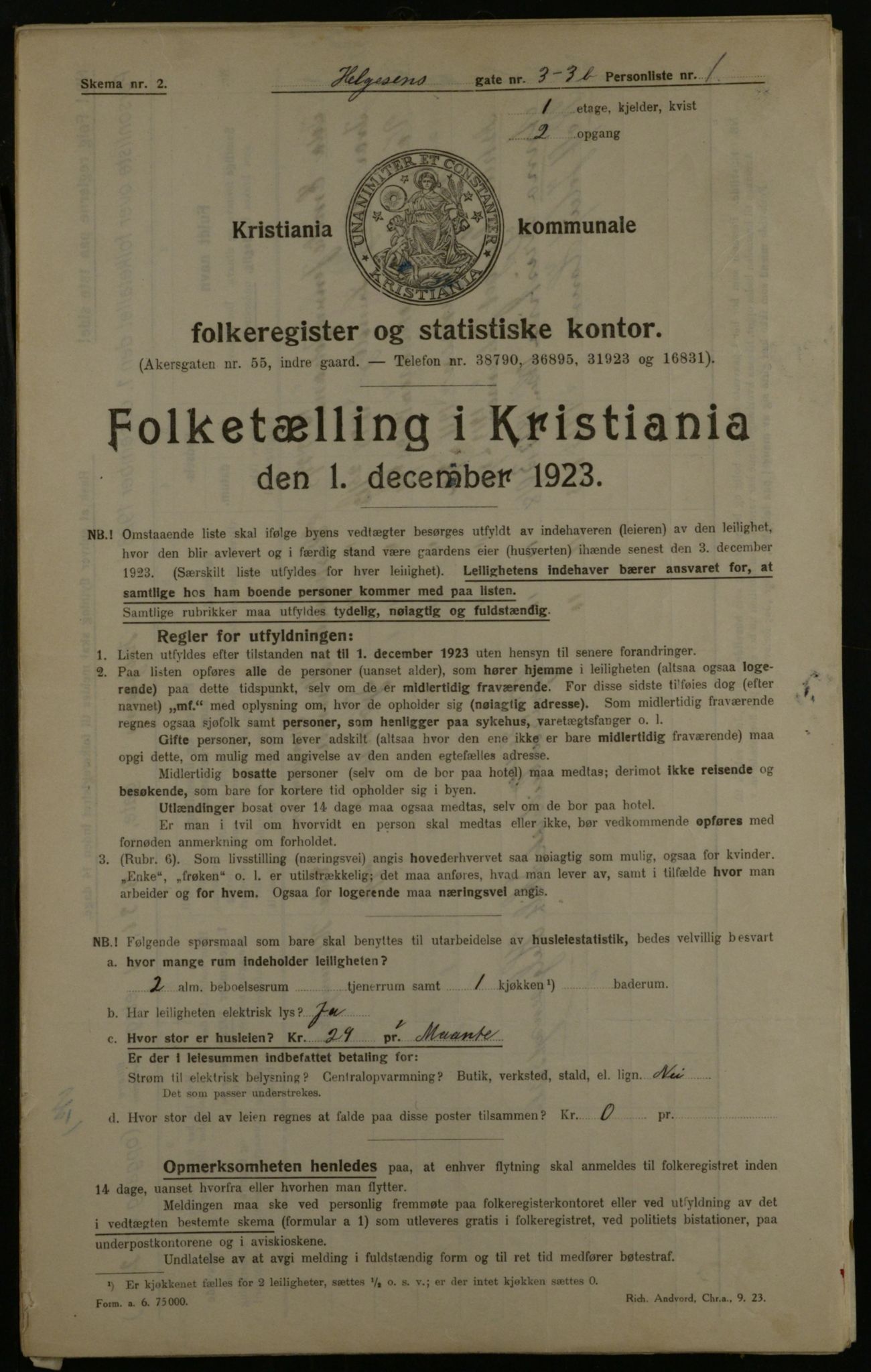 OBA, Municipal Census 1923 for Kristiania, 1923, p. 42178