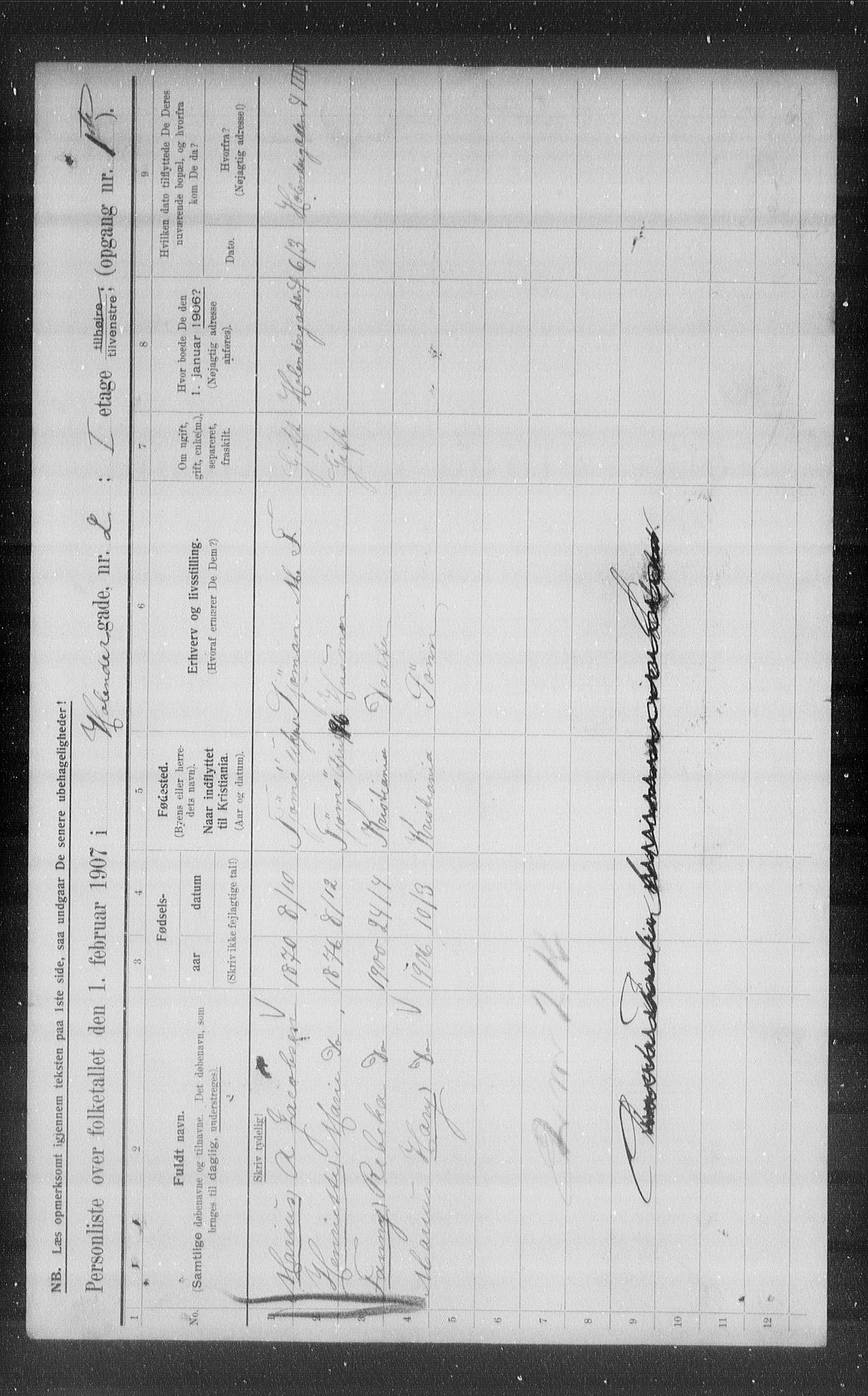 OBA, Municipal Census 1907 for Kristiania, 1907, p. 20875
