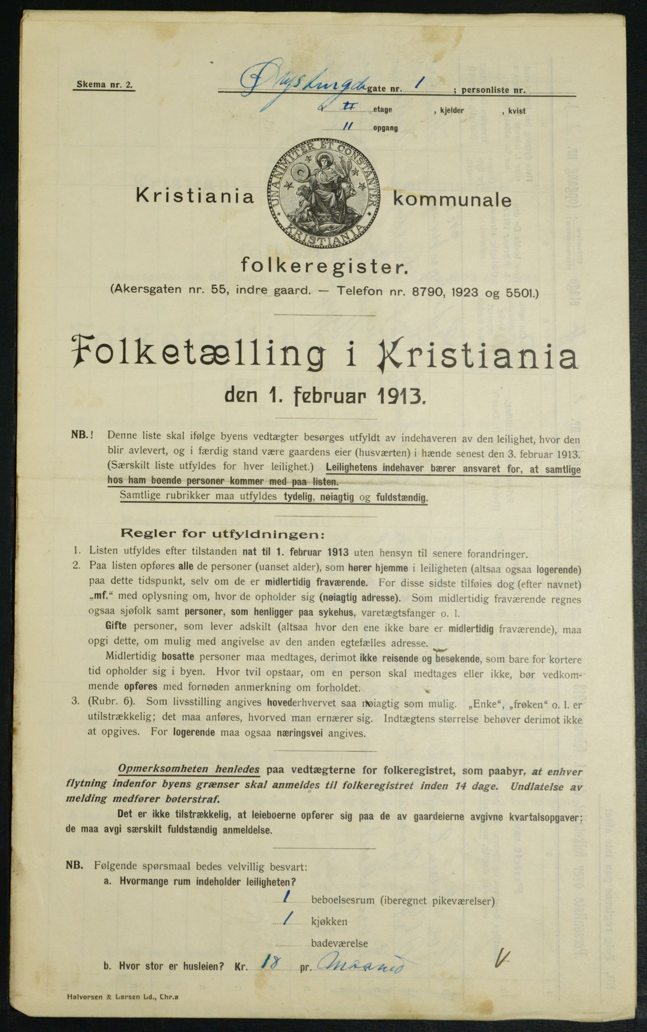 OBA, Municipal Census 1913 for Kristiania, 1913, p. 130181