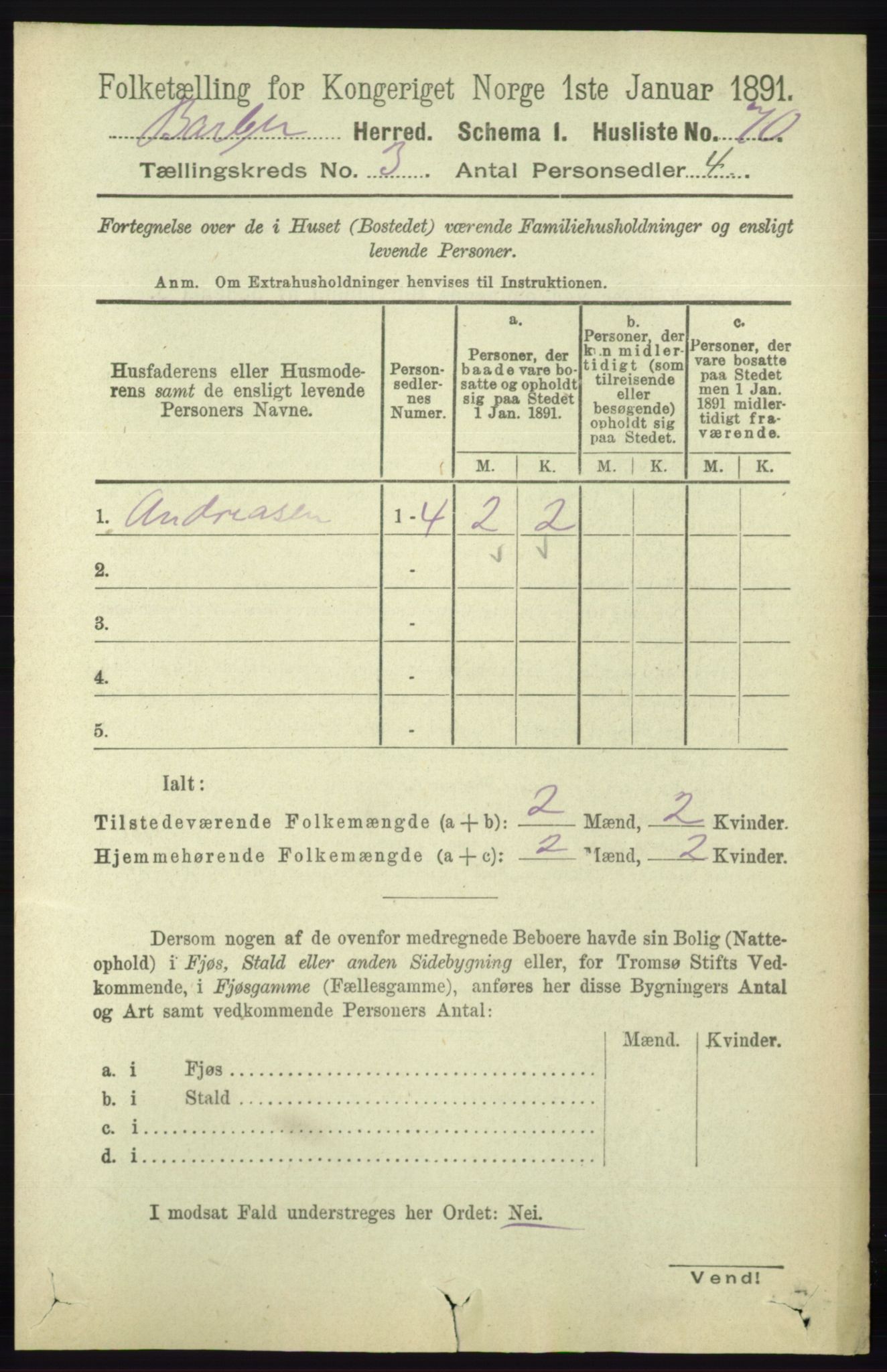 RA, 1891 census for 0990 Barbu, 1891, p. 1459