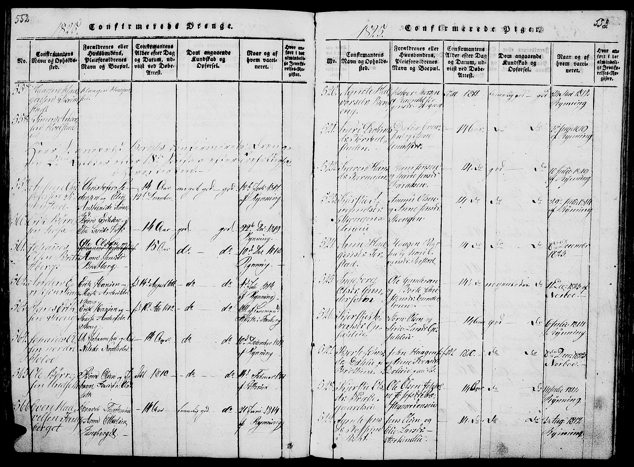 Ringsaker prestekontor, AV/SAH-PREST-014/L/La/L0001: Parish register (copy) no. 1, 1814-1826, p. 552-553