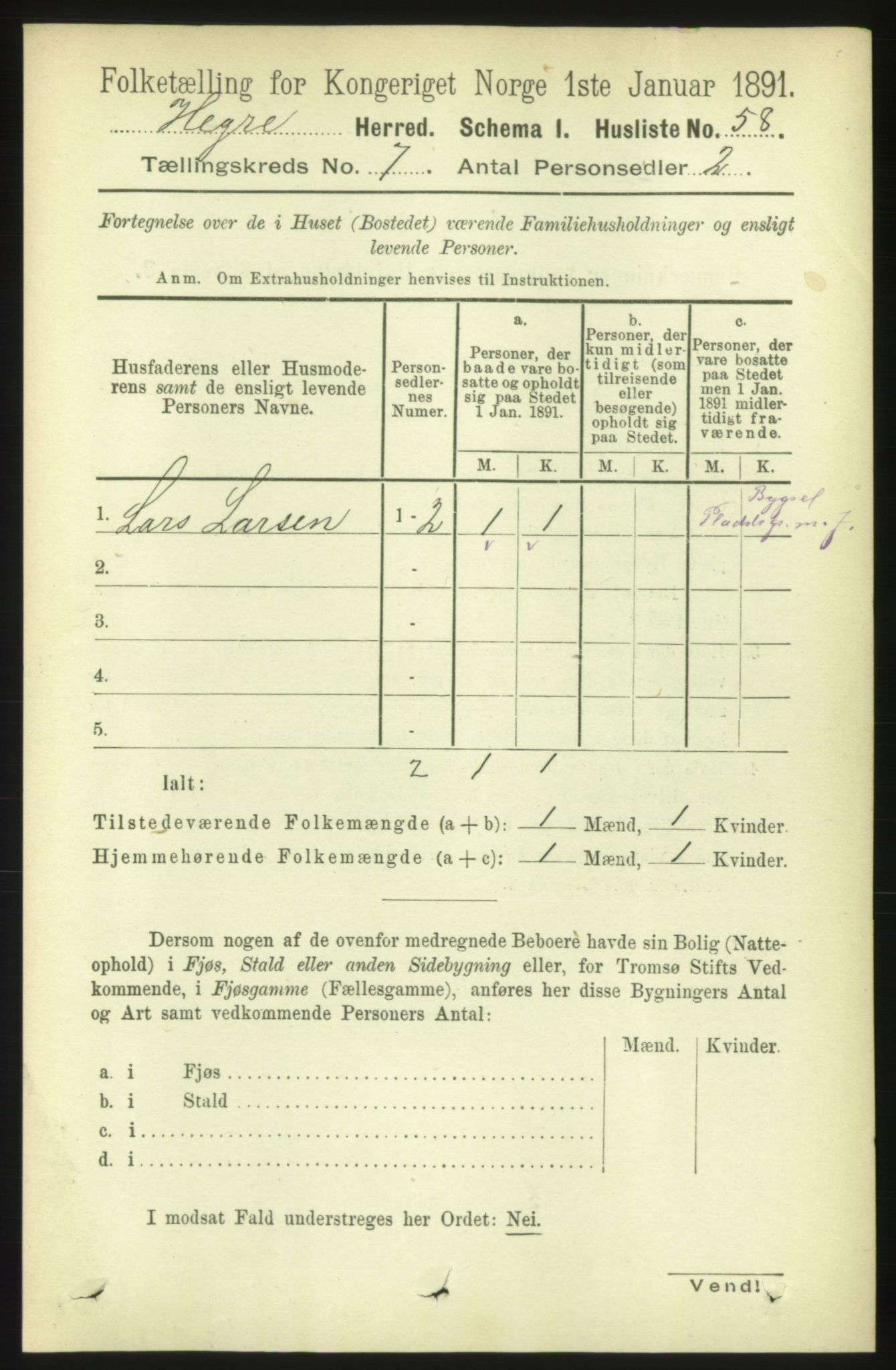 RA, 1891 census for 1712 Hegra, 1891, p. 2806