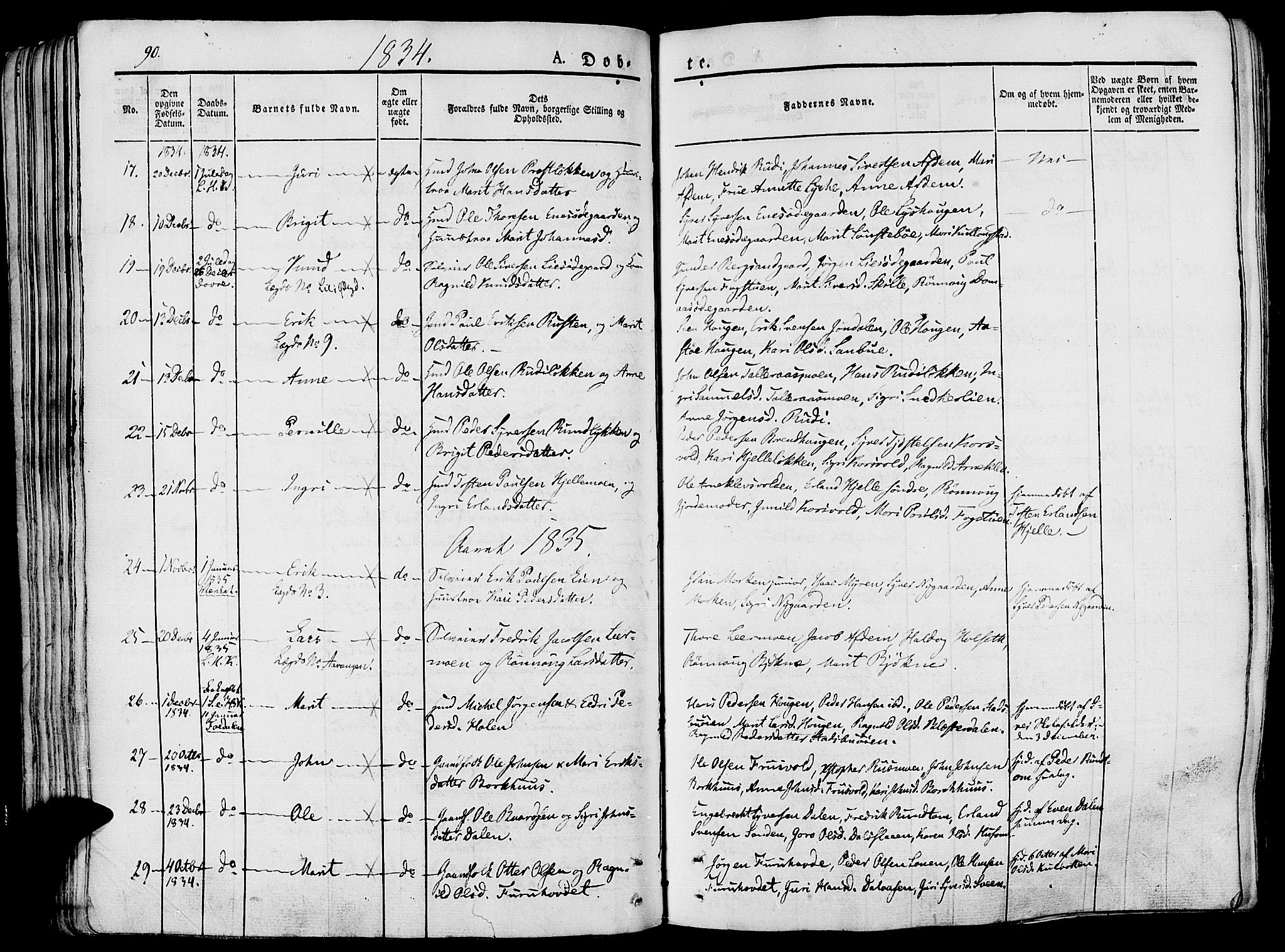 Lesja prestekontor, AV/SAH-PREST-068/H/Ha/Haa/L0005: Parish register (official) no. 5, 1830-1842, p. 90