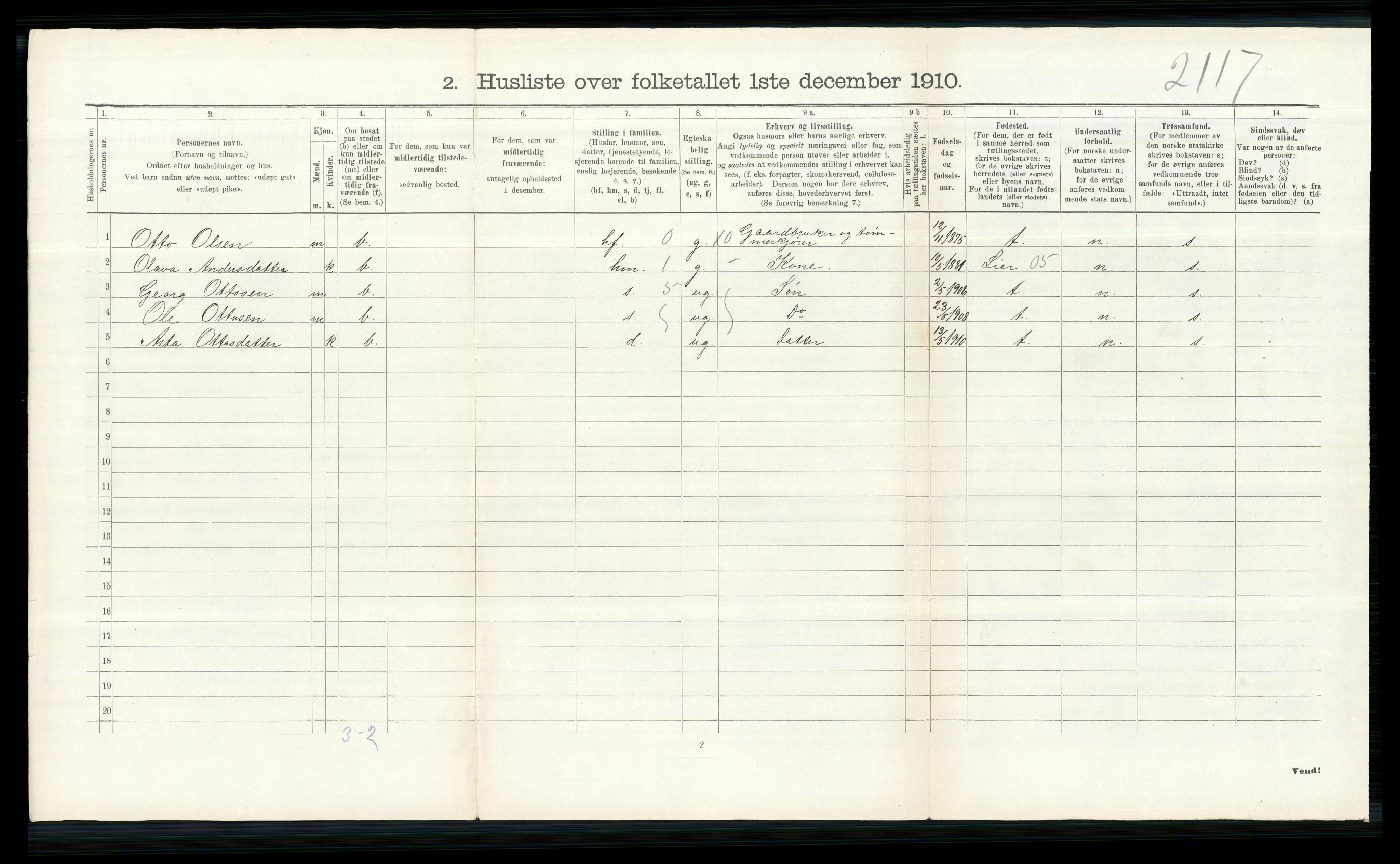 RA, 1910 census for Nittedal, 1910, p. 438