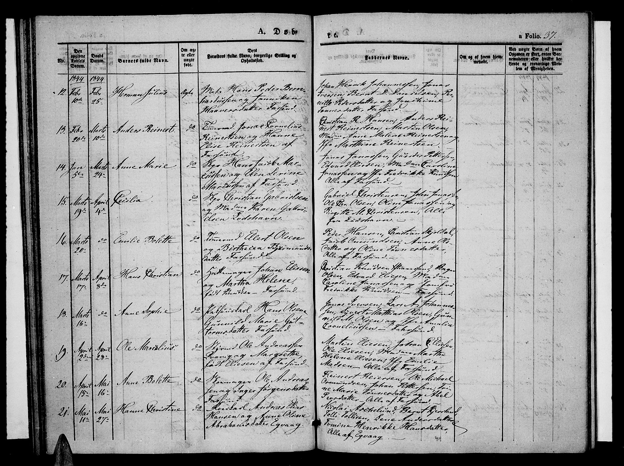 Farsund sokneprestkontor, AV/SAK-1111-0009/F/Fa/L0003: Parish register (official) no. A 3, 1836-1846, p. 37