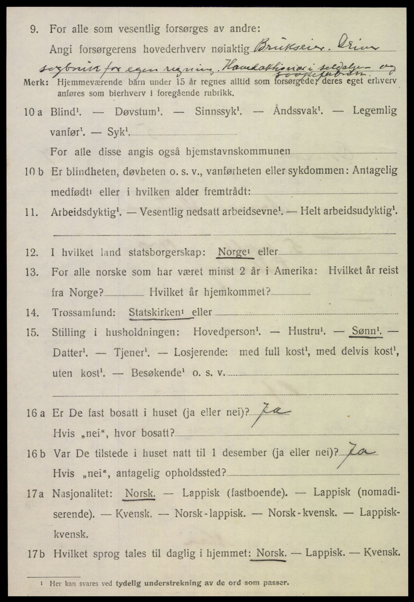 SAT, 1920 census for Otterøy, 1920, p. 3310