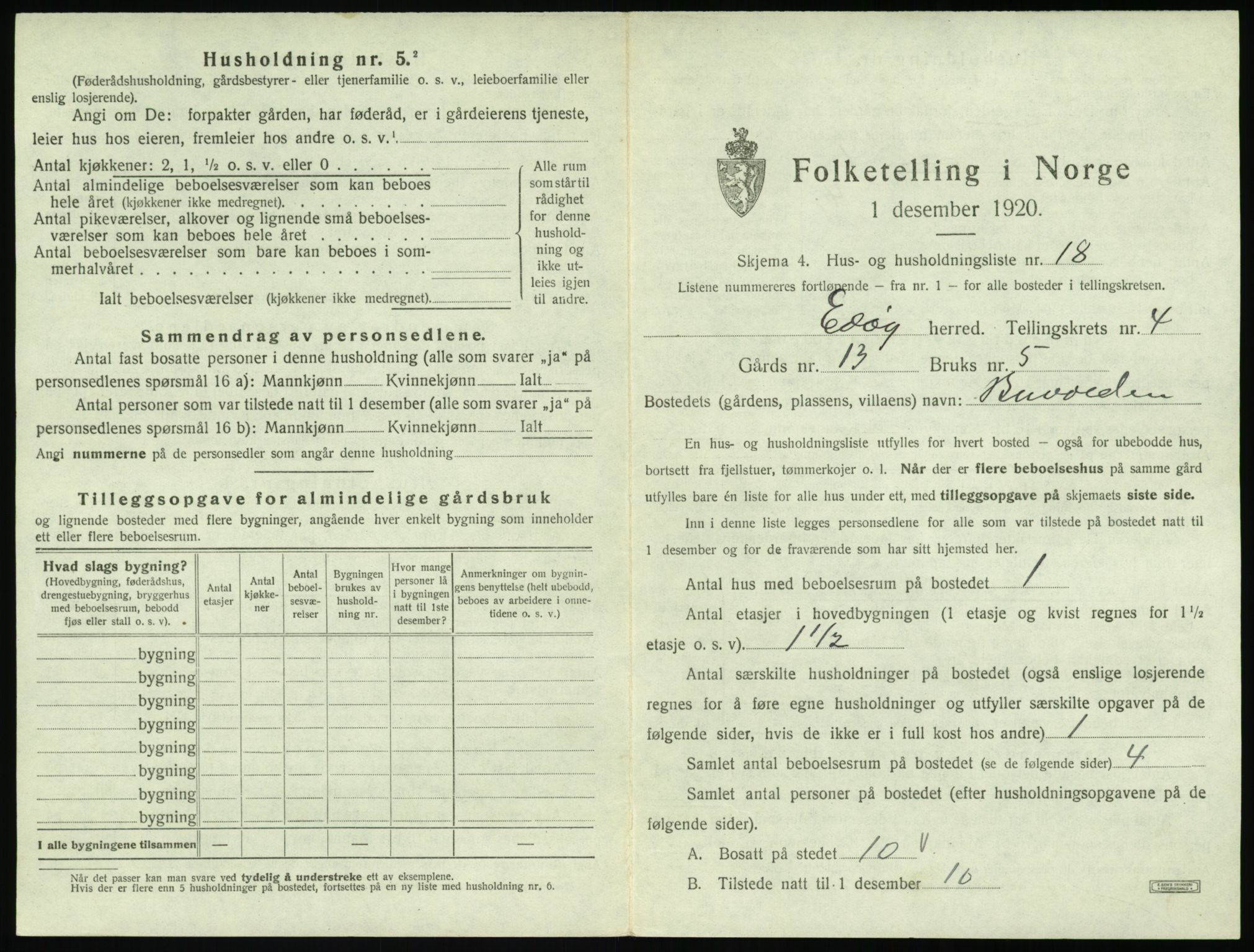 SAT, 1920 census for Edøy, 1920, p. 224