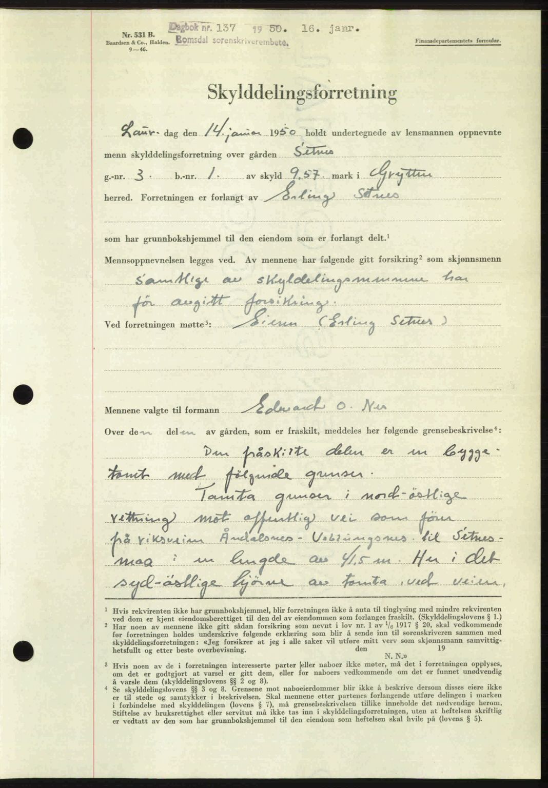 Romsdal sorenskriveri, AV/SAT-A-4149/1/2/2C: Mortgage book no. A32, 1950-1950, Diary no: : 137/1950