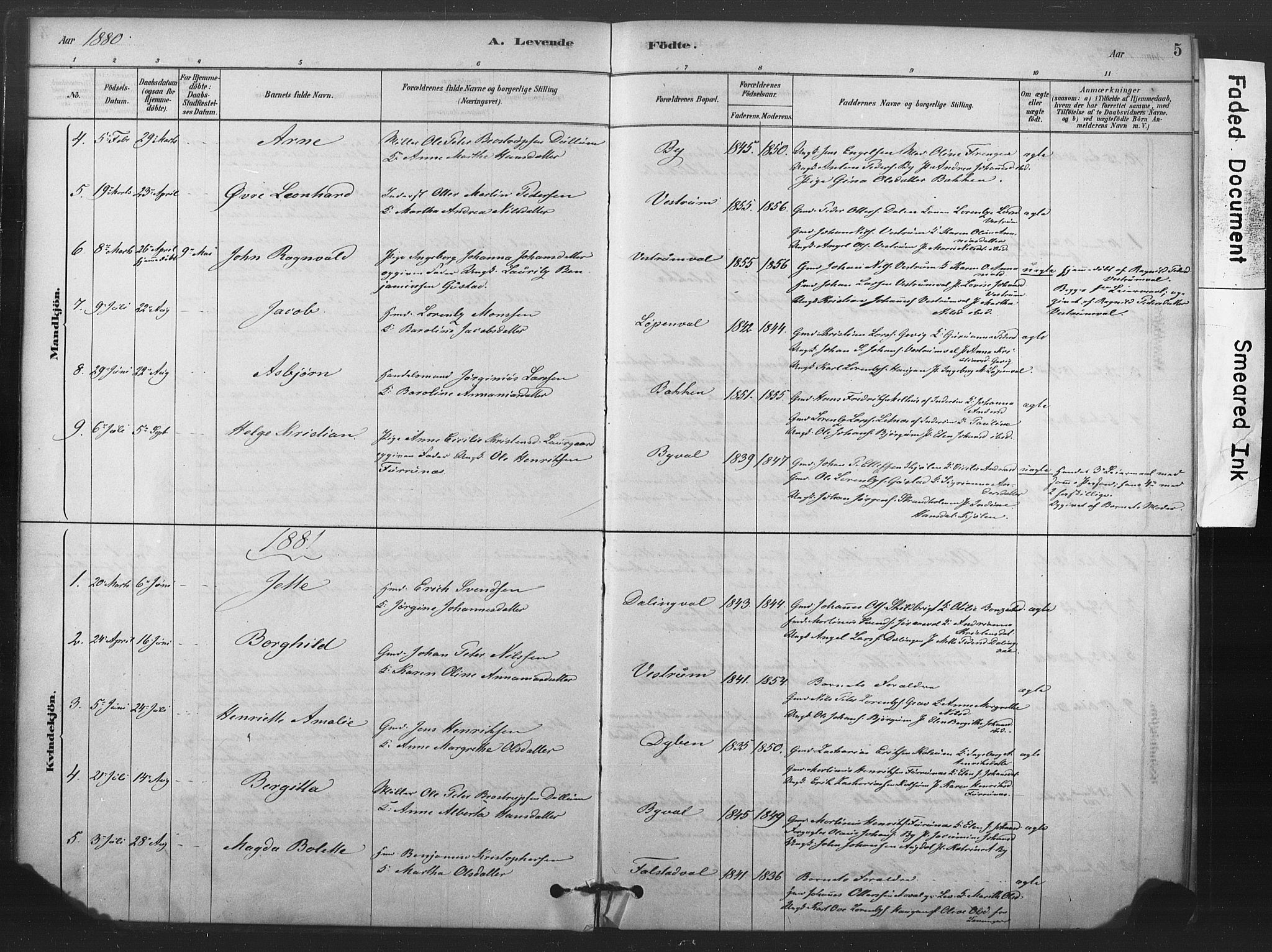 Ministerialprotokoller, klokkerbøker og fødselsregistre - Nord-Trøndelag, SAT/A-1458/719/L0178: Parish register (official) no. 719A01, 1878-1900, p. 5