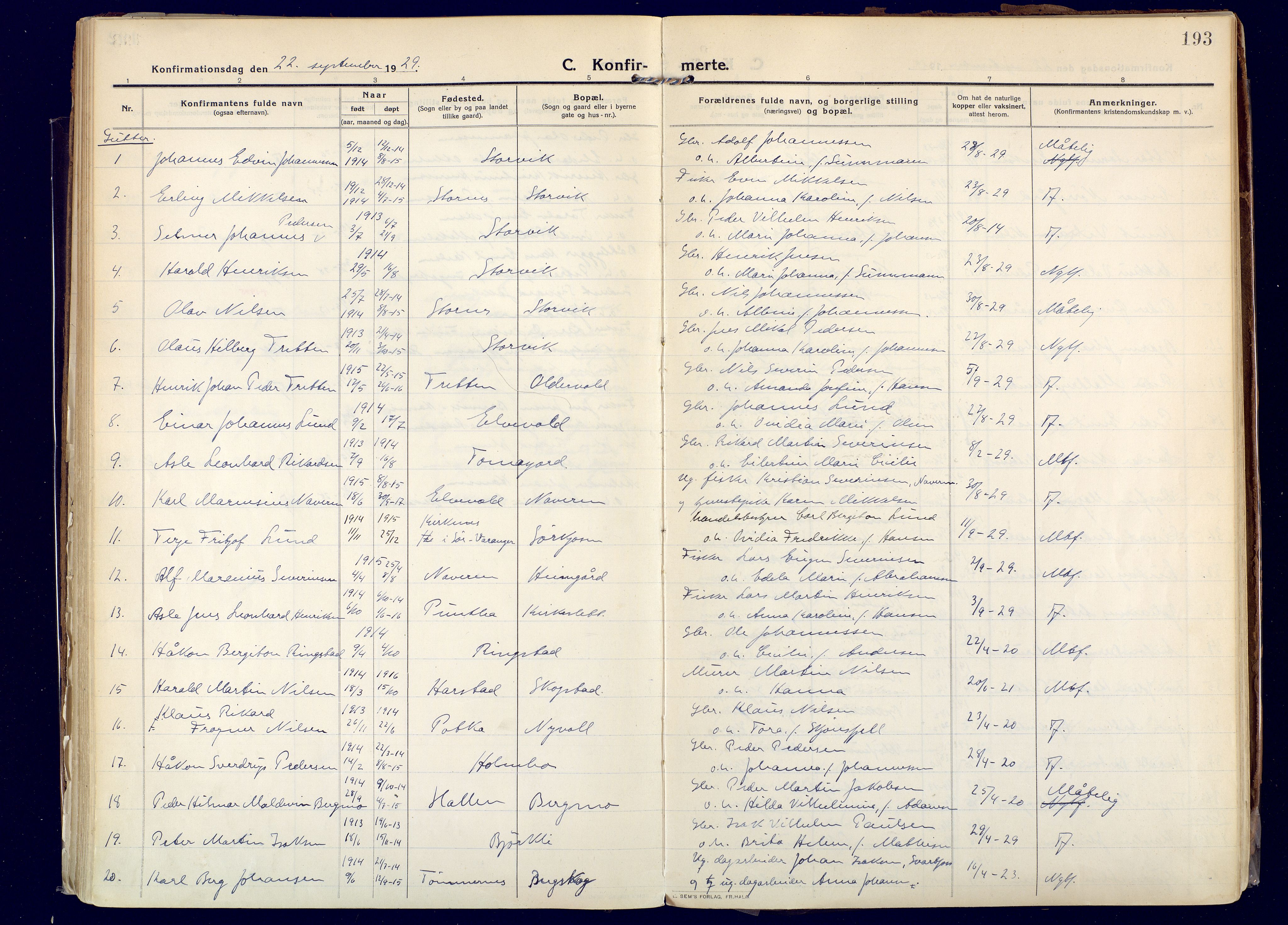Skjervøy sokneprestkontor, SATØ/S-1300/H/Ha/Haa: Parish register (official) no. 20, 1911-1931, p. 193