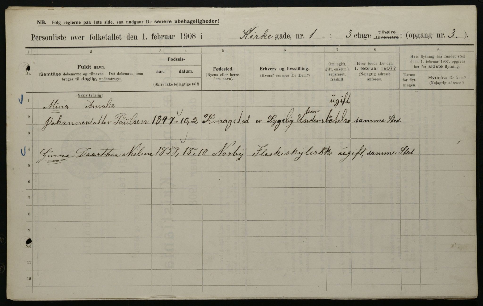 OBA, Municipal Census 1908 for Kristiania, 1908, p. 44500