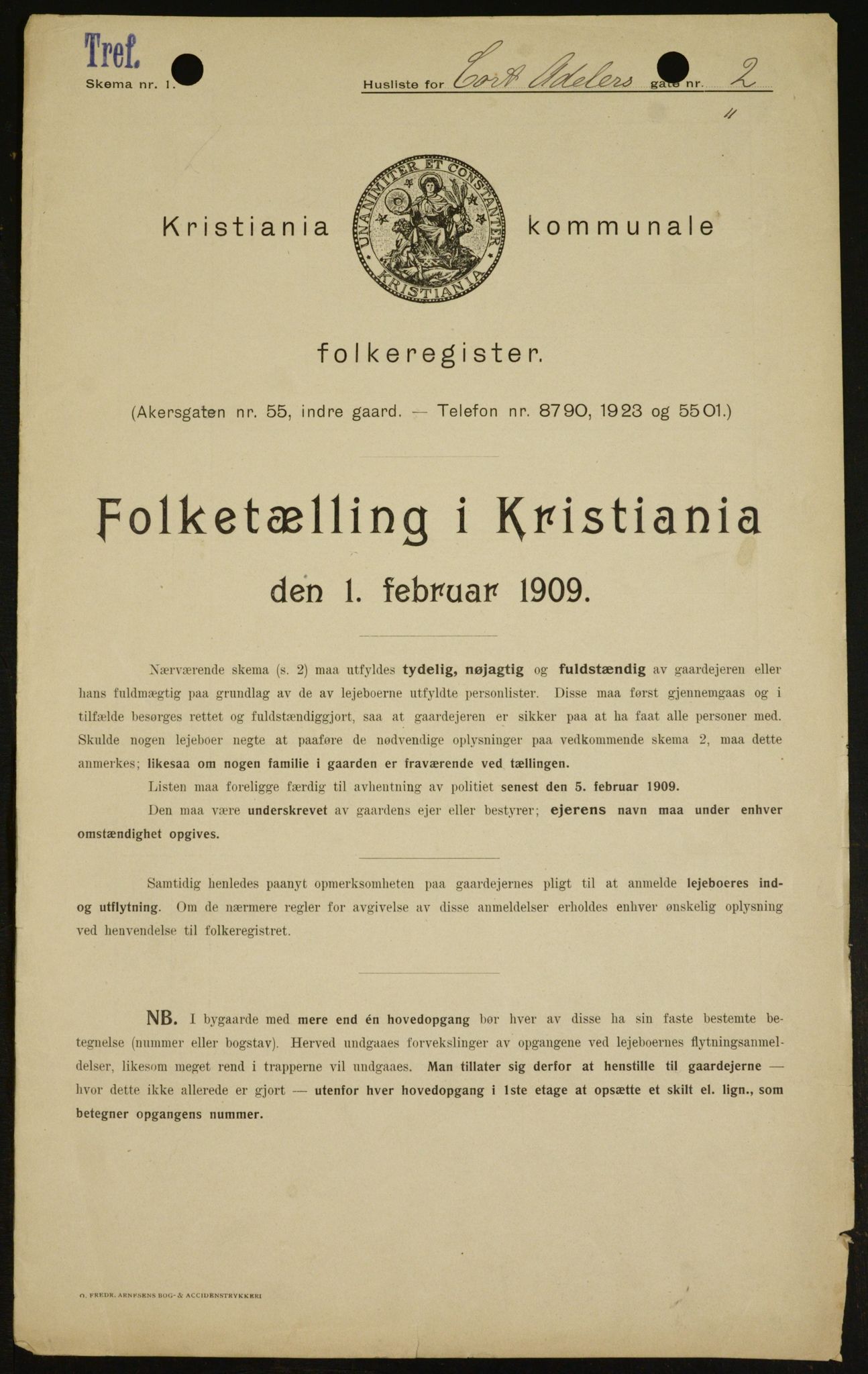 OBA, Municipal Census 1909 for Kristiania, 1909, p. 12352