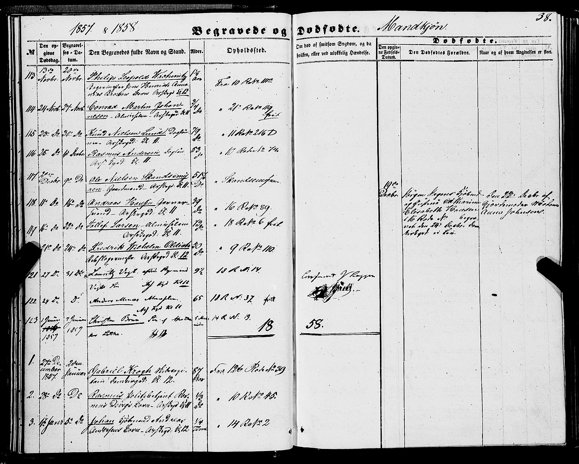 Domkirken sokneprestembete, SAB/A-74801/H/Haa/L0041: Parish register (official) no. E 2, 1853-1863, p. 38