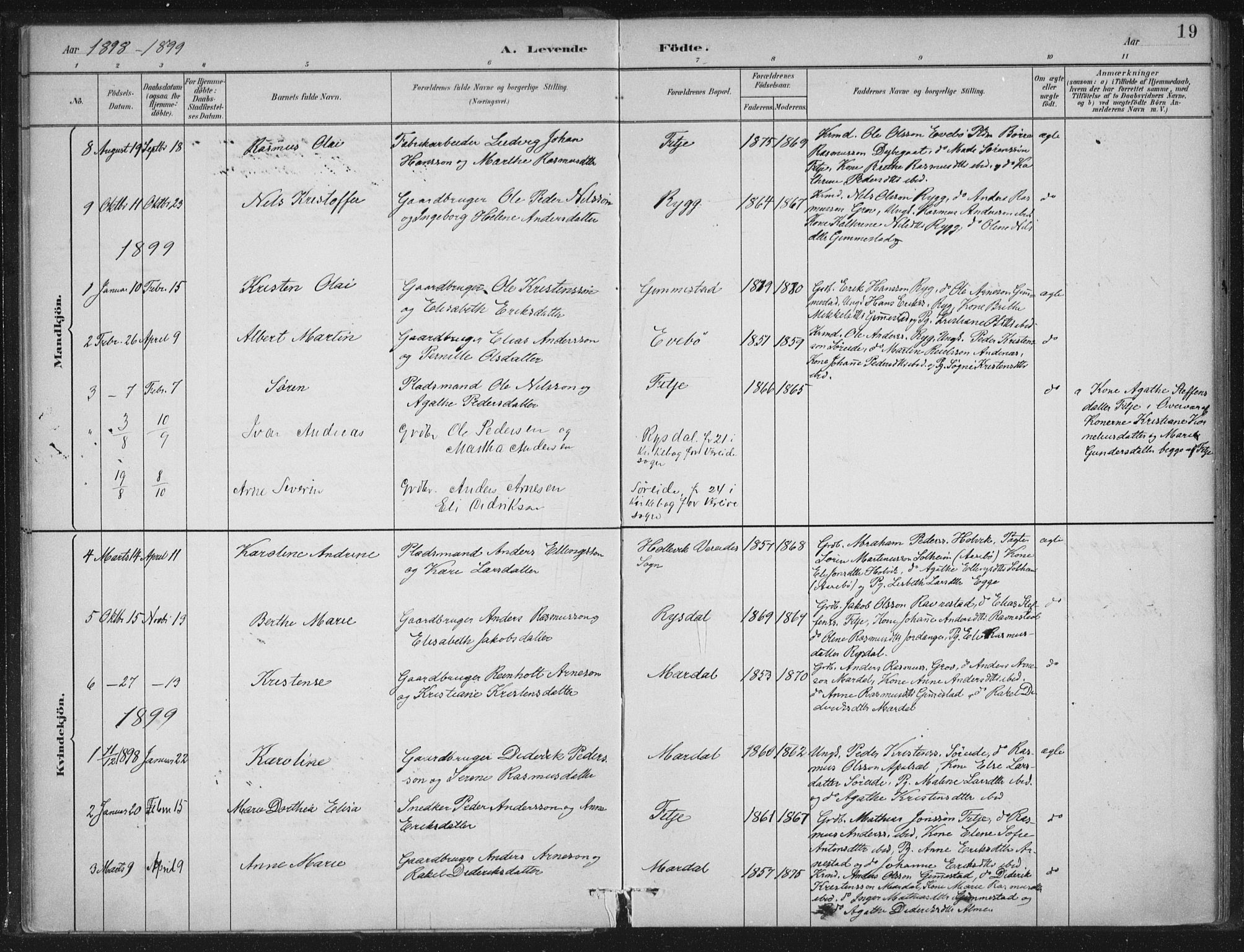 Gloppen sokneprestembete, SAB/A-80101/H/Haa/Haad/L0001: Parish register (official) no. D  1, 1885-1910, p. 19