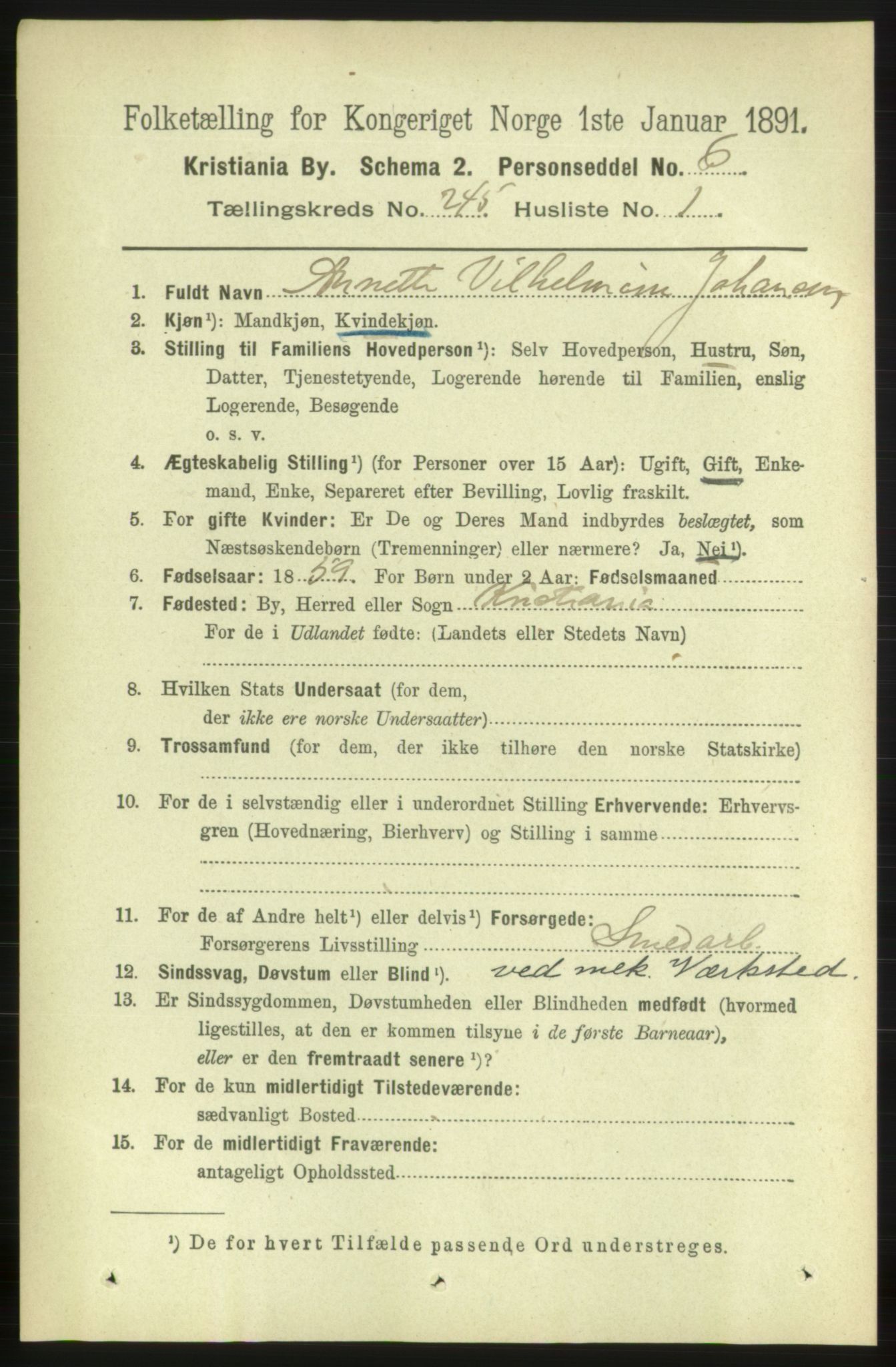 RA, 1891 census for 0301 Kristiania, 1891, p. 149140