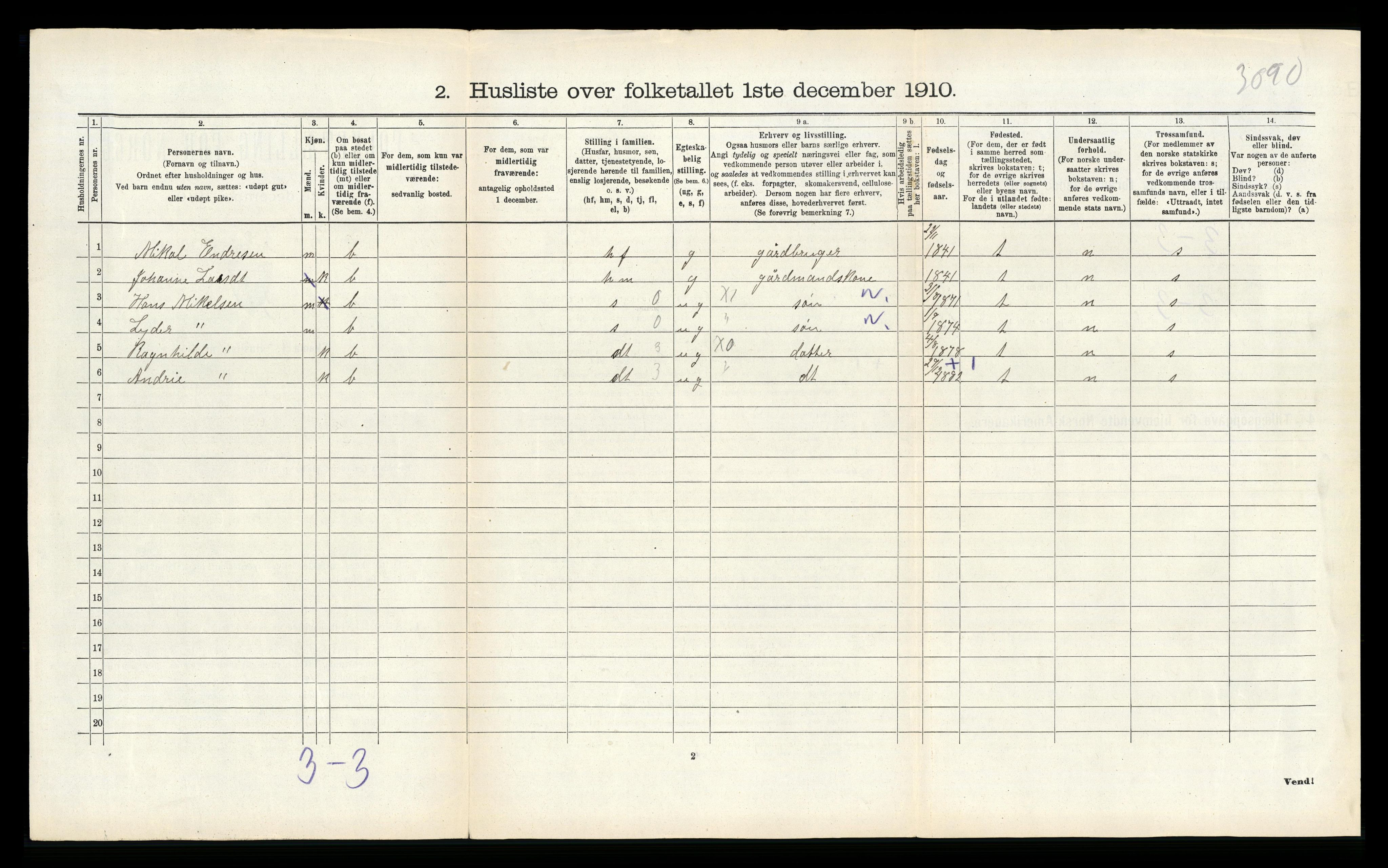 RA, 1910 census for Indre Holmedal, 1910, p. 227