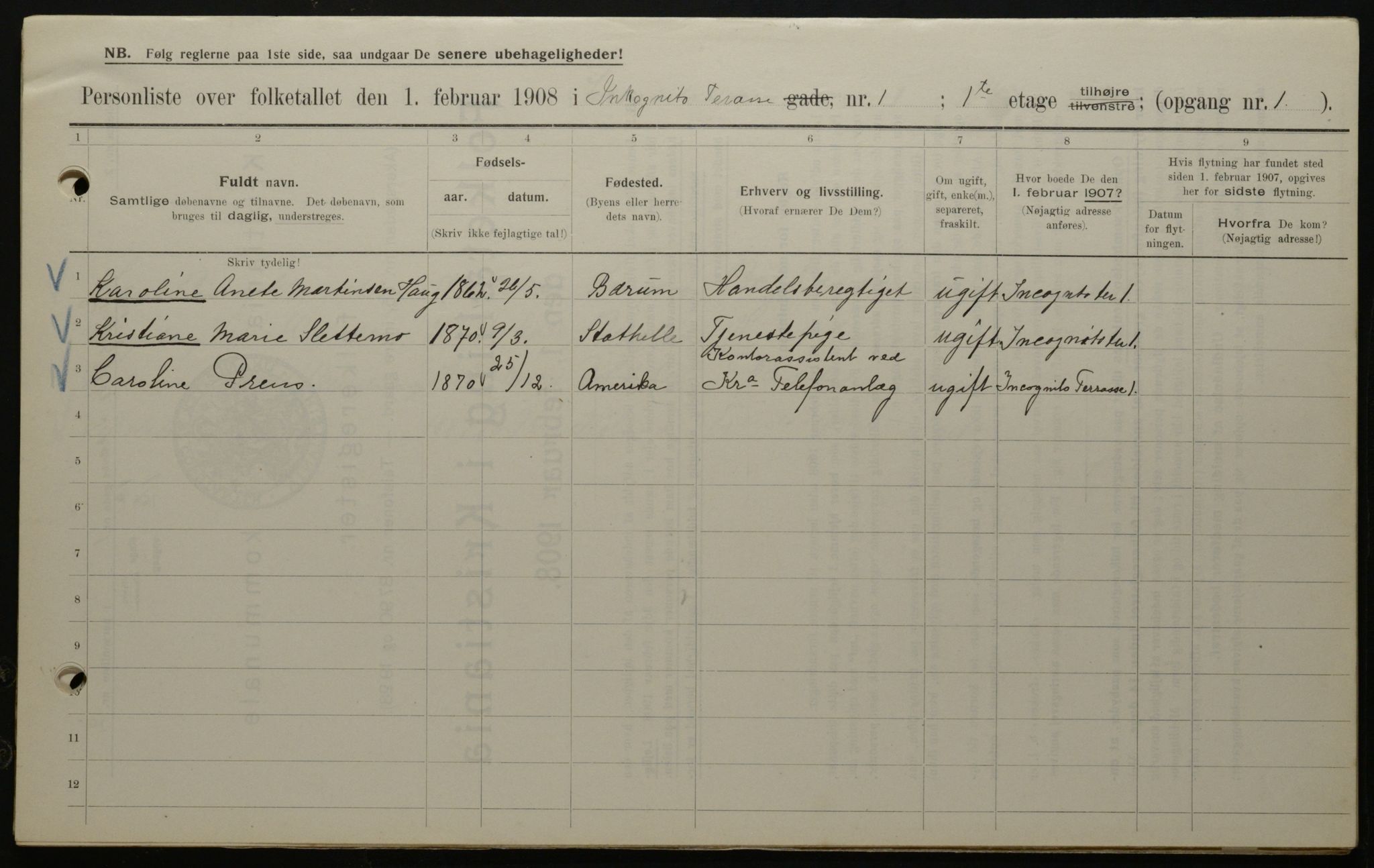 OBA, Municipal Census 1908 for Kristiania, 1908, p. 39819