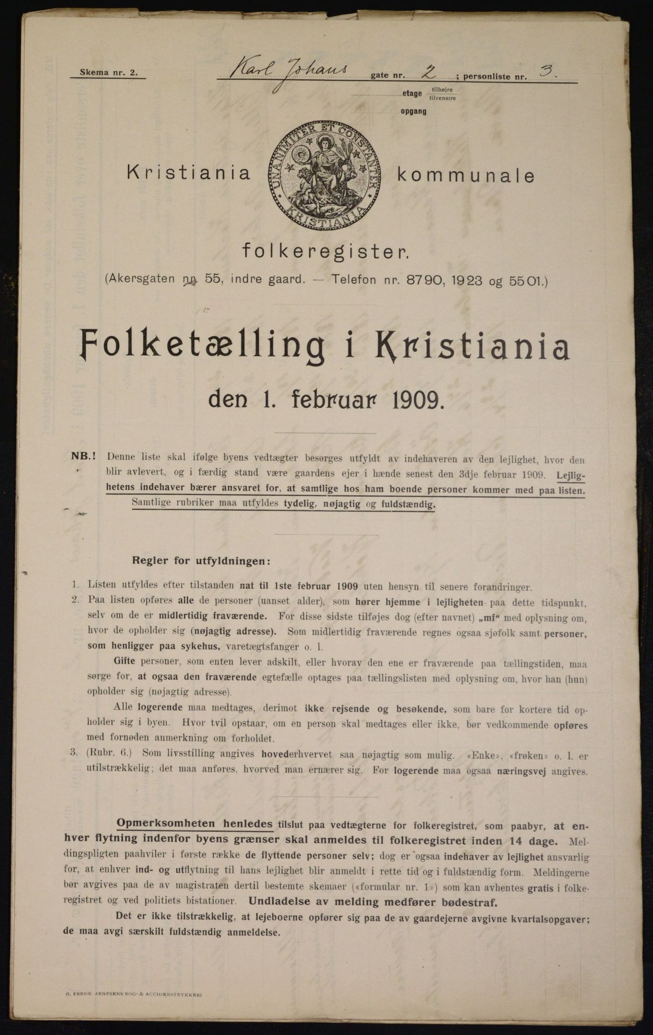 OBA, Municipal Census 1909 for Kristiania, 1909, p. 44423