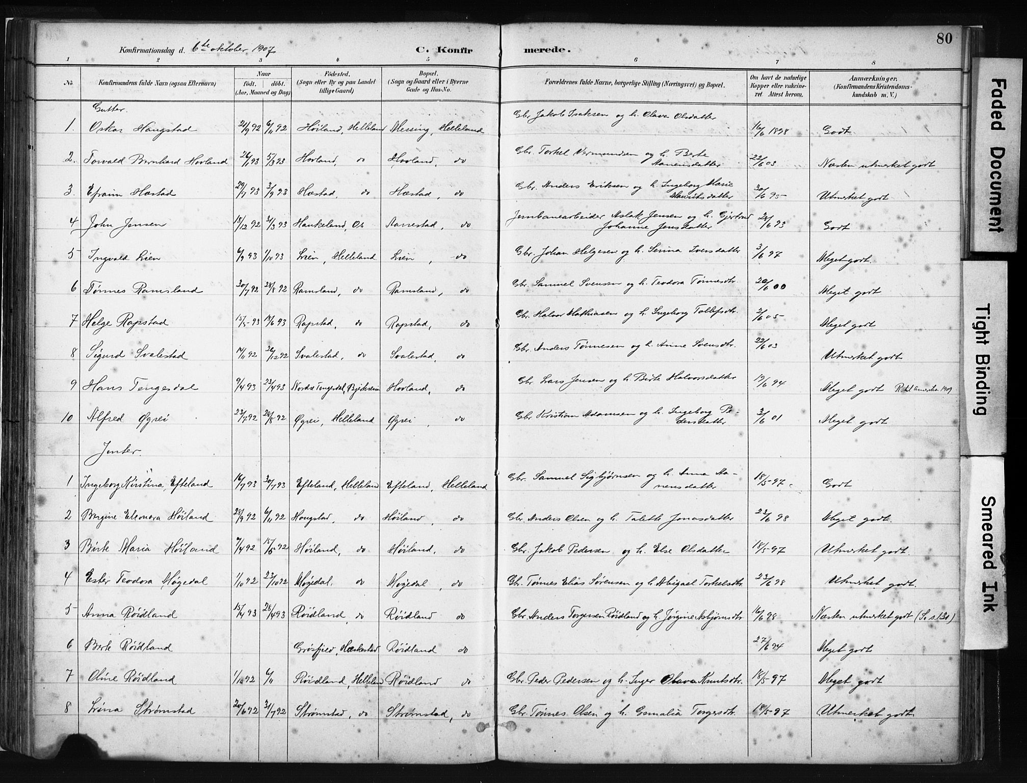 Helleland sokneprestkontor, SAST/A-101810: Parish register (official) no. A 8, 1887-1907, p. 80