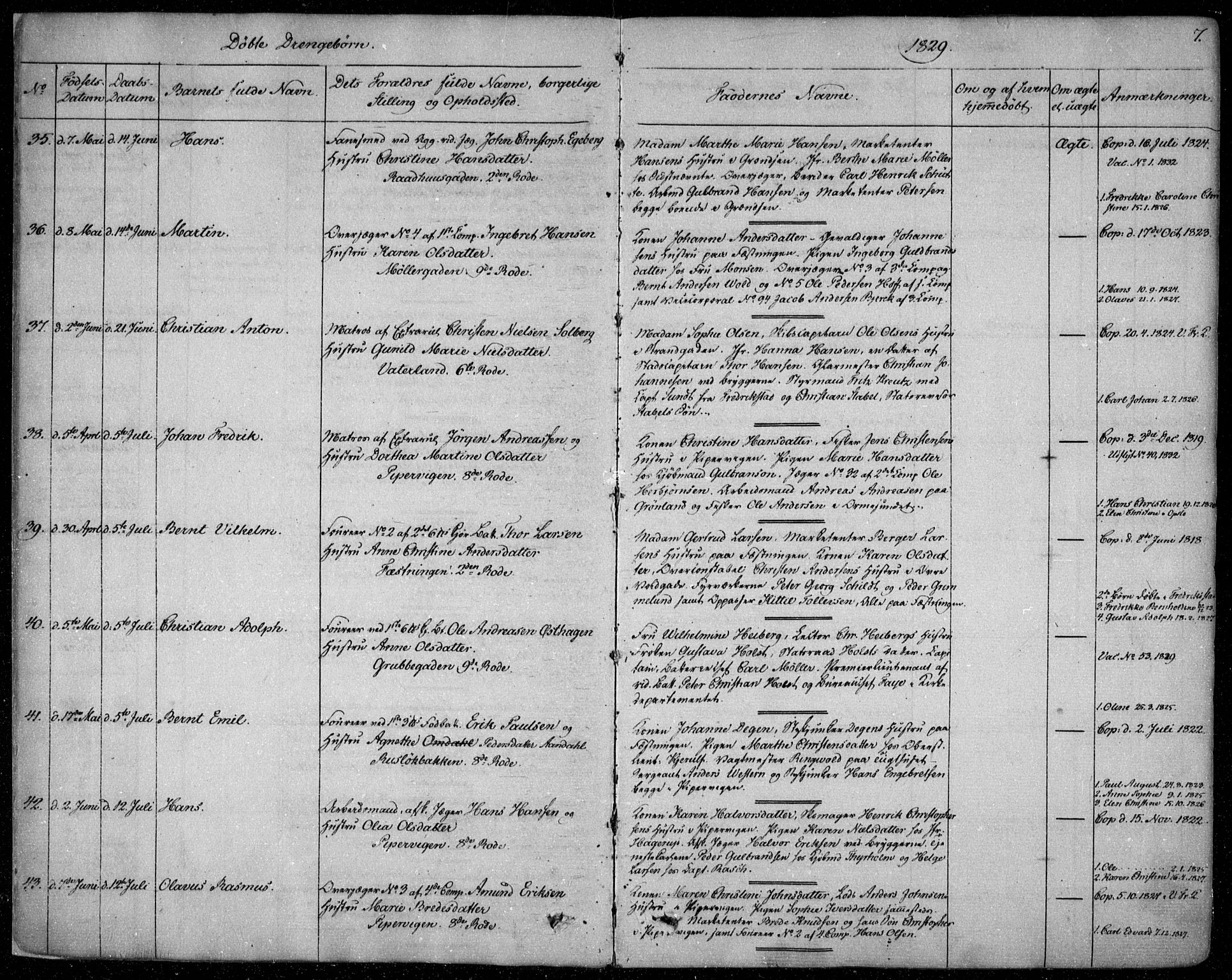 Garnisonsmenigheten Kirkebøker, SAO/A-10846/F/Fa/L0006: Parish register (official) no. 6, 1828-1841, p. 7