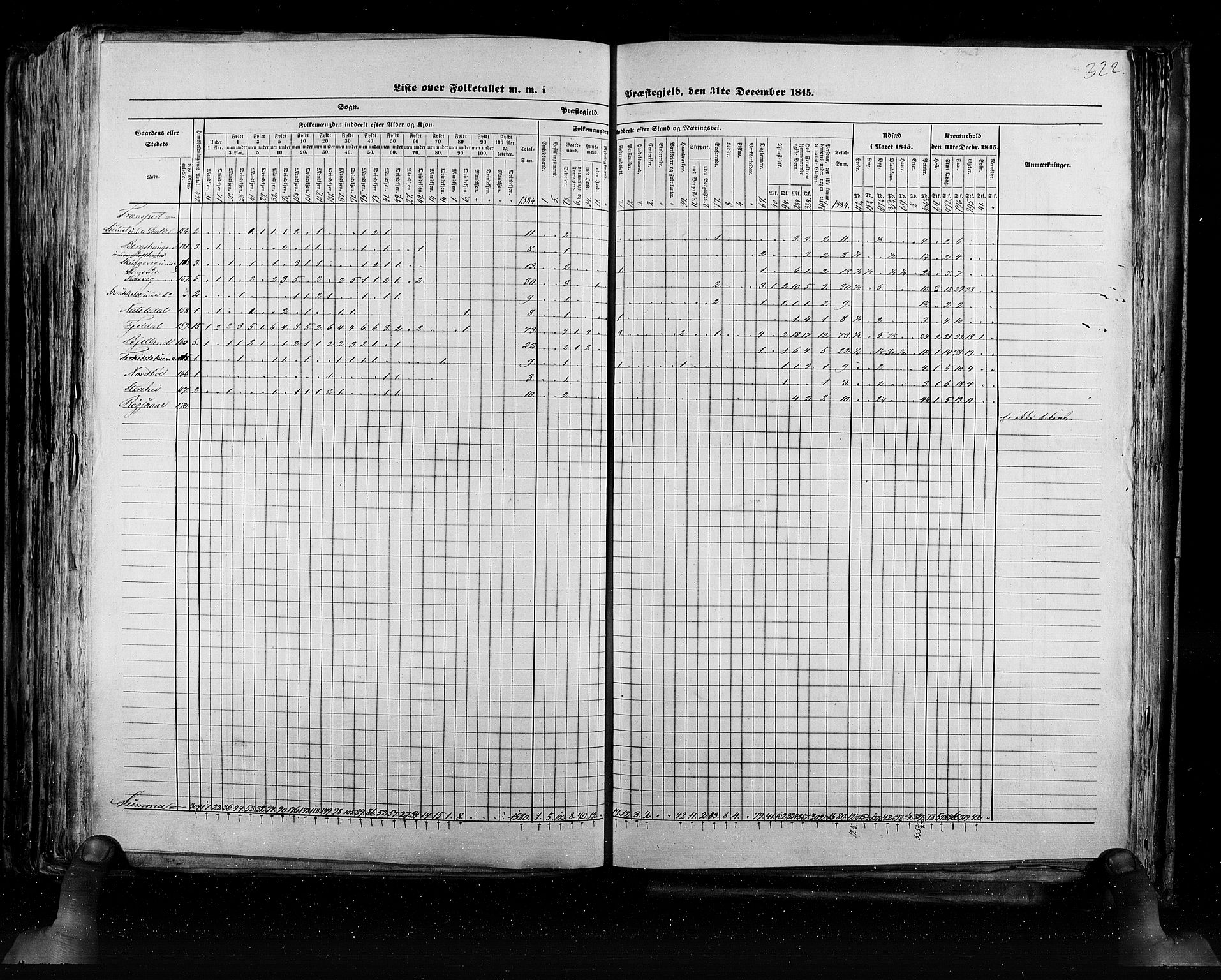 RA, Census 1845, vol. 5: Bratsberg amt og Nedenes og Råbyggelaget amt, 1845, p. 322