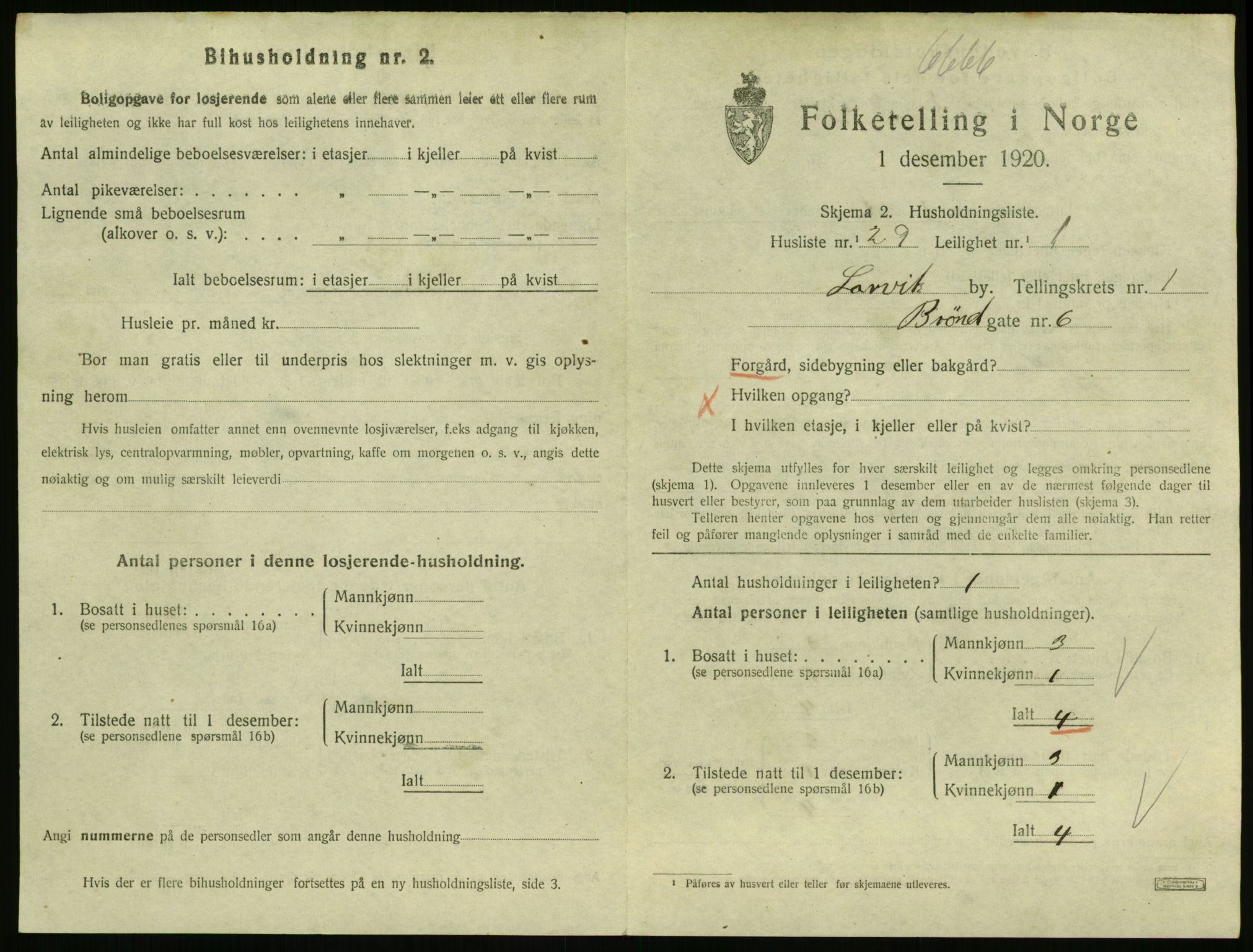 SAKO, 1920 census for Larvik, 1920, p. 3118