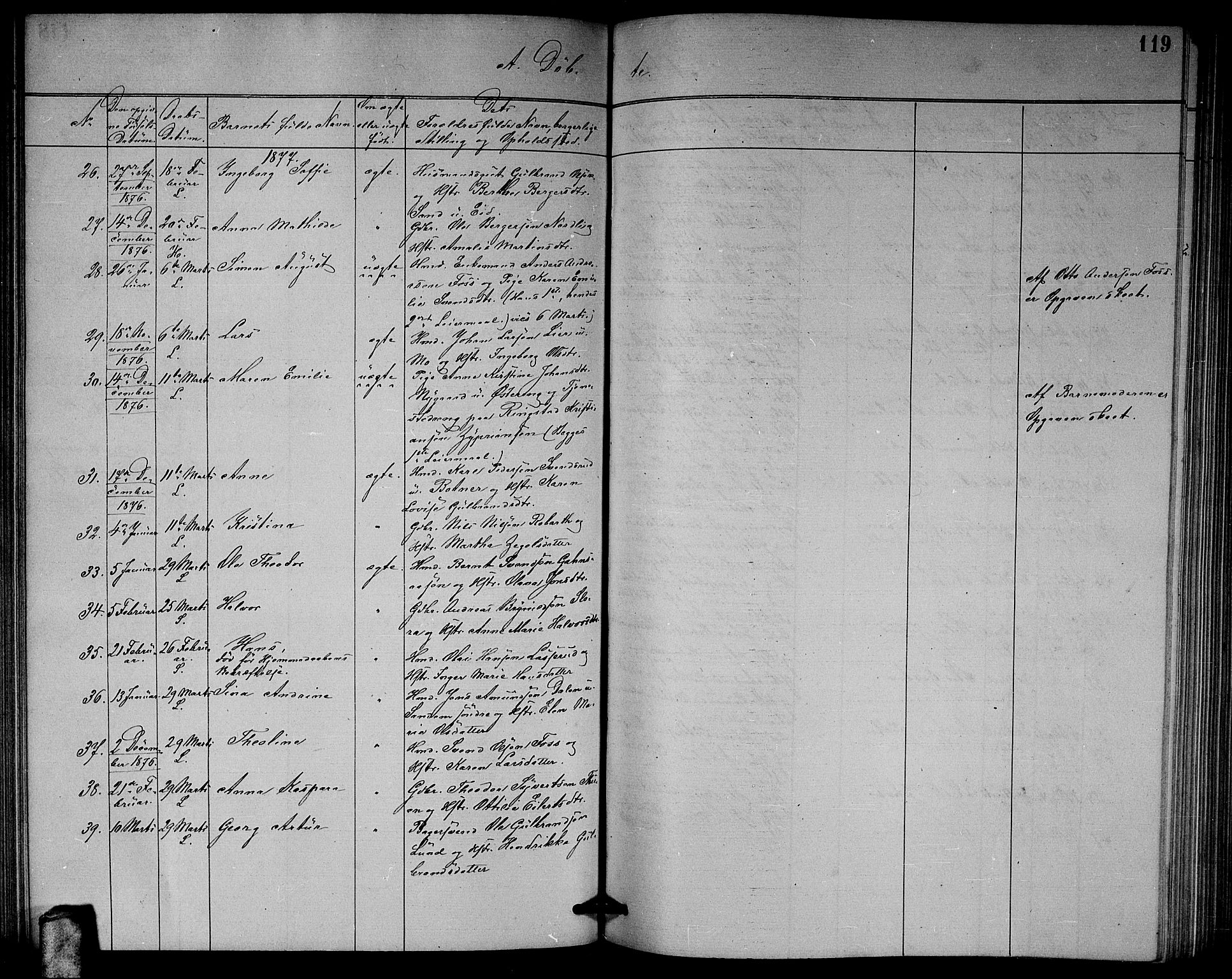 Høland prestekontor Kirkebøker, AV/SAO-A-10346a/G/Ga/L0006: Parish register (copy) no. I 6, 1869-1879, p. 119