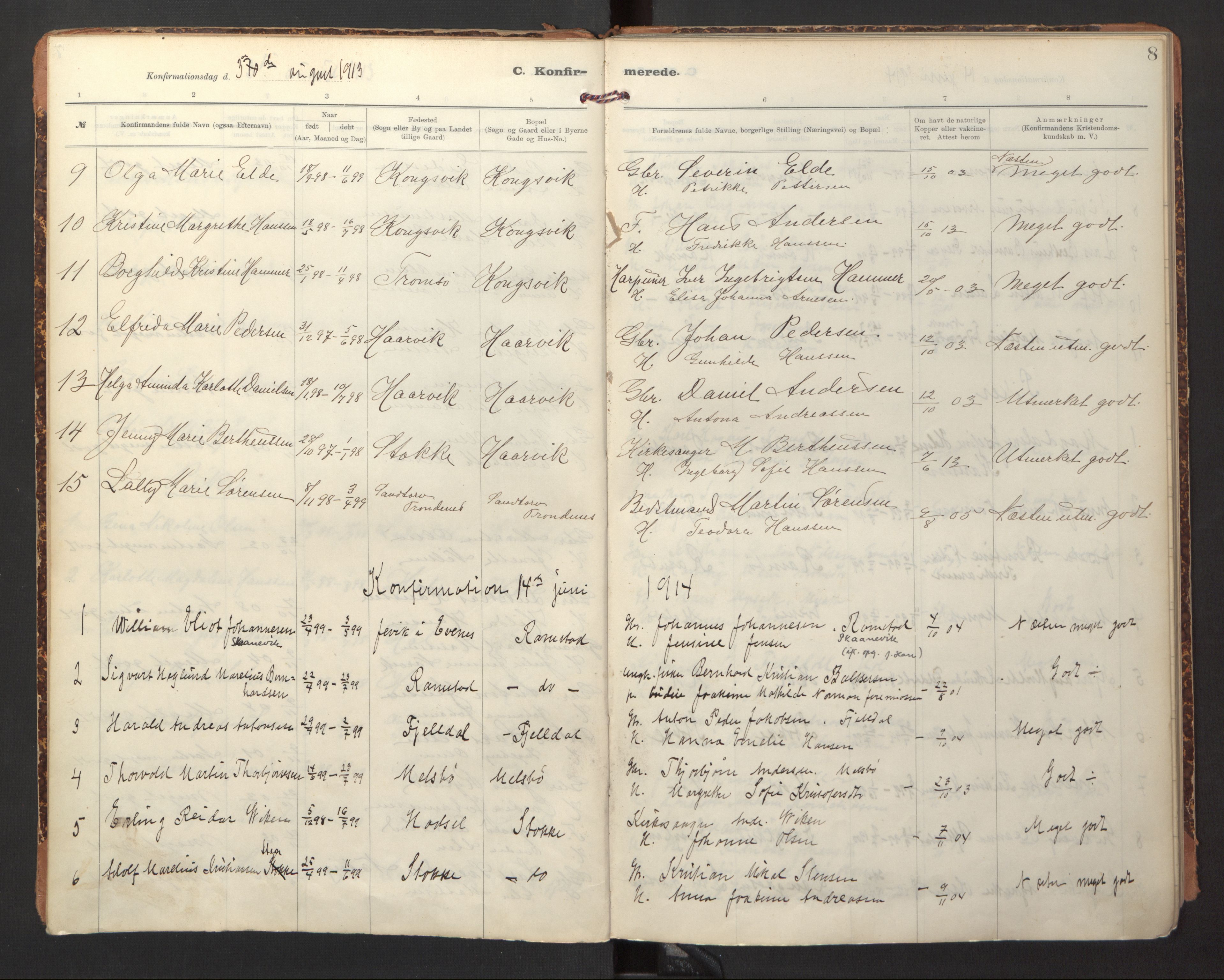 Ministerialprotokoller, klokkerbøker og fødselsregistre - Nordland, AV/SAT-A-1459/865/L0927: Parish register (official) no. 865A05, 1911-1935, p. 8