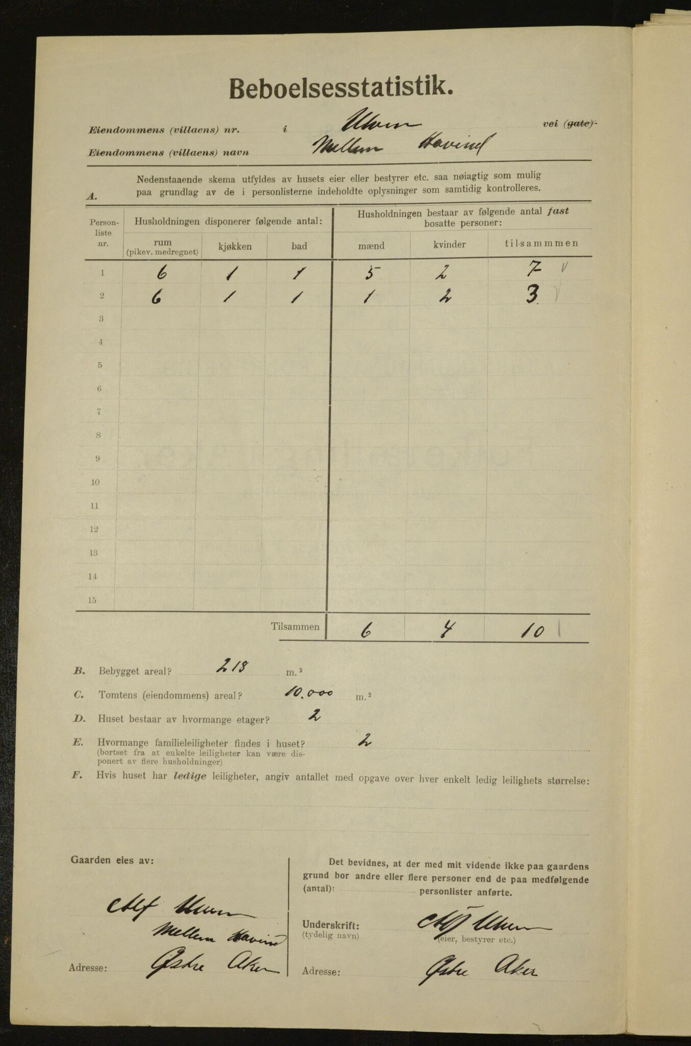 , Municipal Census 1923 for Aker, 1923, p. 34911