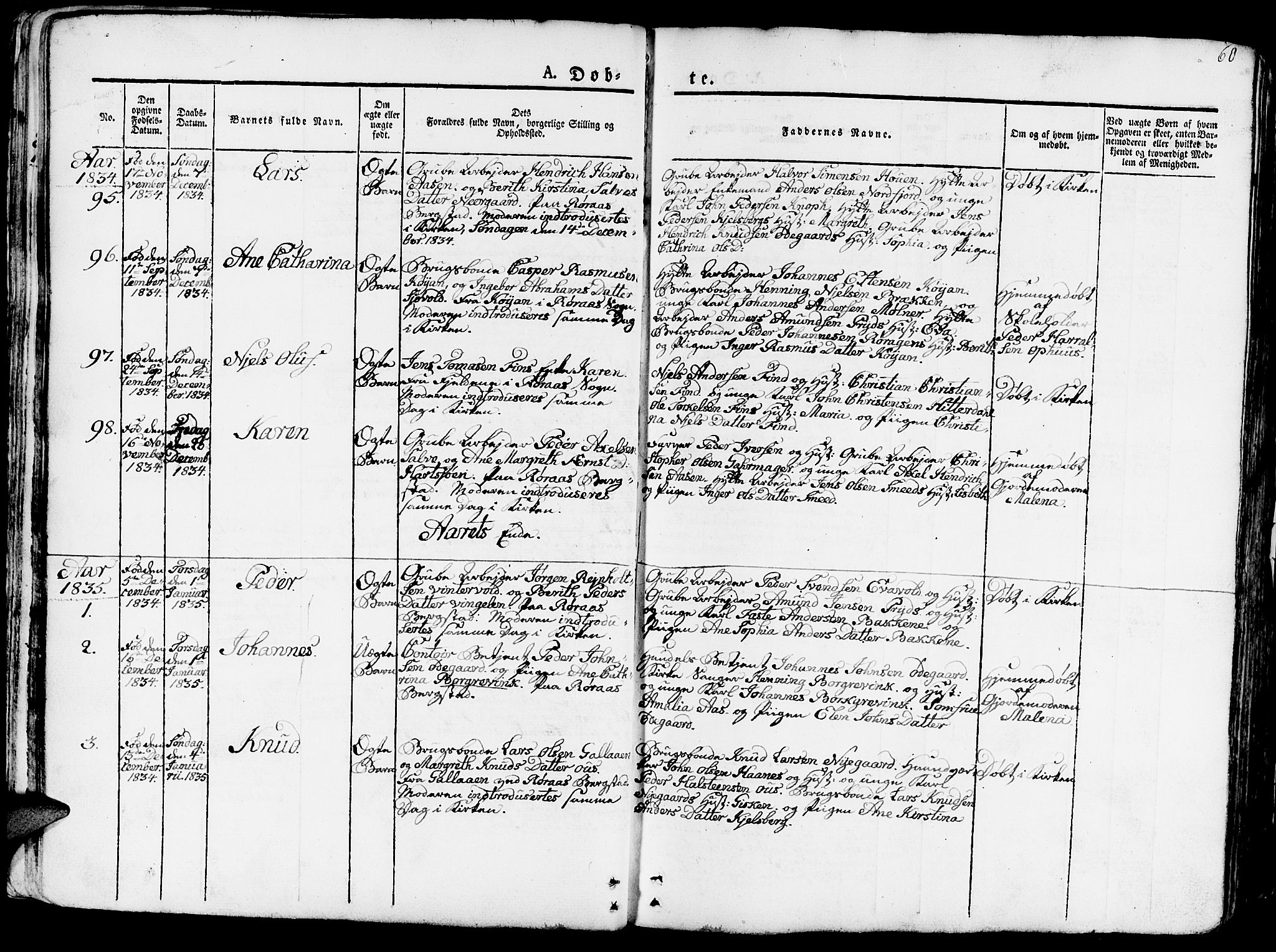 Ministerialprotokoller, klokkerbøker og fødselsregistre - Sør-Trøndelag, SAT/A-1456/681/L0938: Parish register (copy) no. 681C02, 1829-1879, p. 60