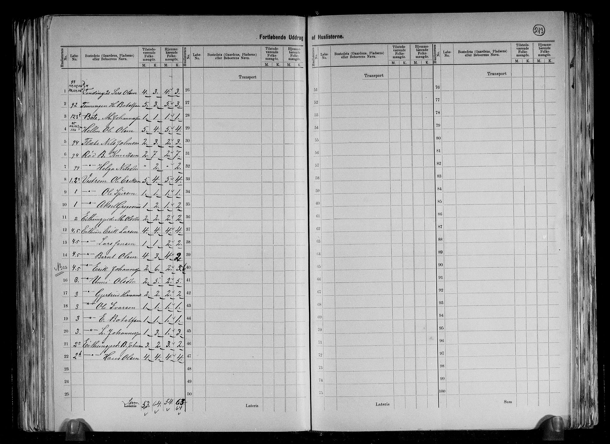 RA, 1891 census for 1418 Balestrand, 1891, p. 16