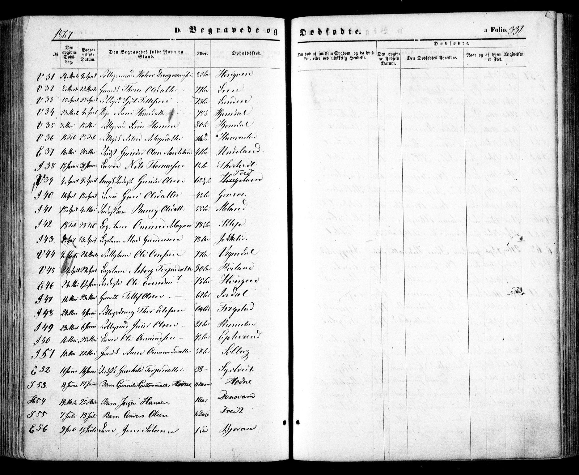 Evje sokneprestkontor, AV/SAK-1111-0008/F/Fa/Faa/L0006: Parish register (official) no. A 6, 1866-1884, p. 338