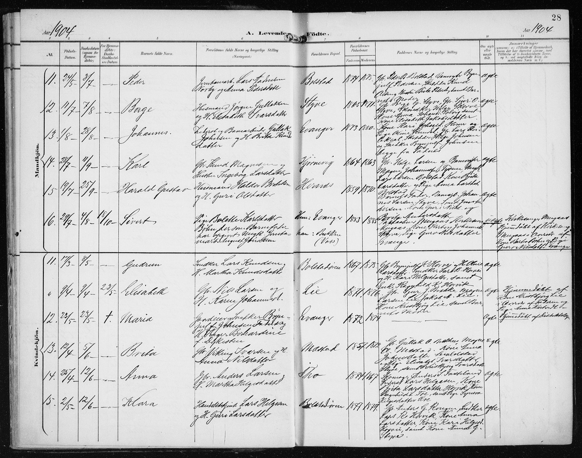 Evanger sokneprestembete, AV/SAB-A-99924: Parish register (official) no. A  3, 1900-1930, p. 28