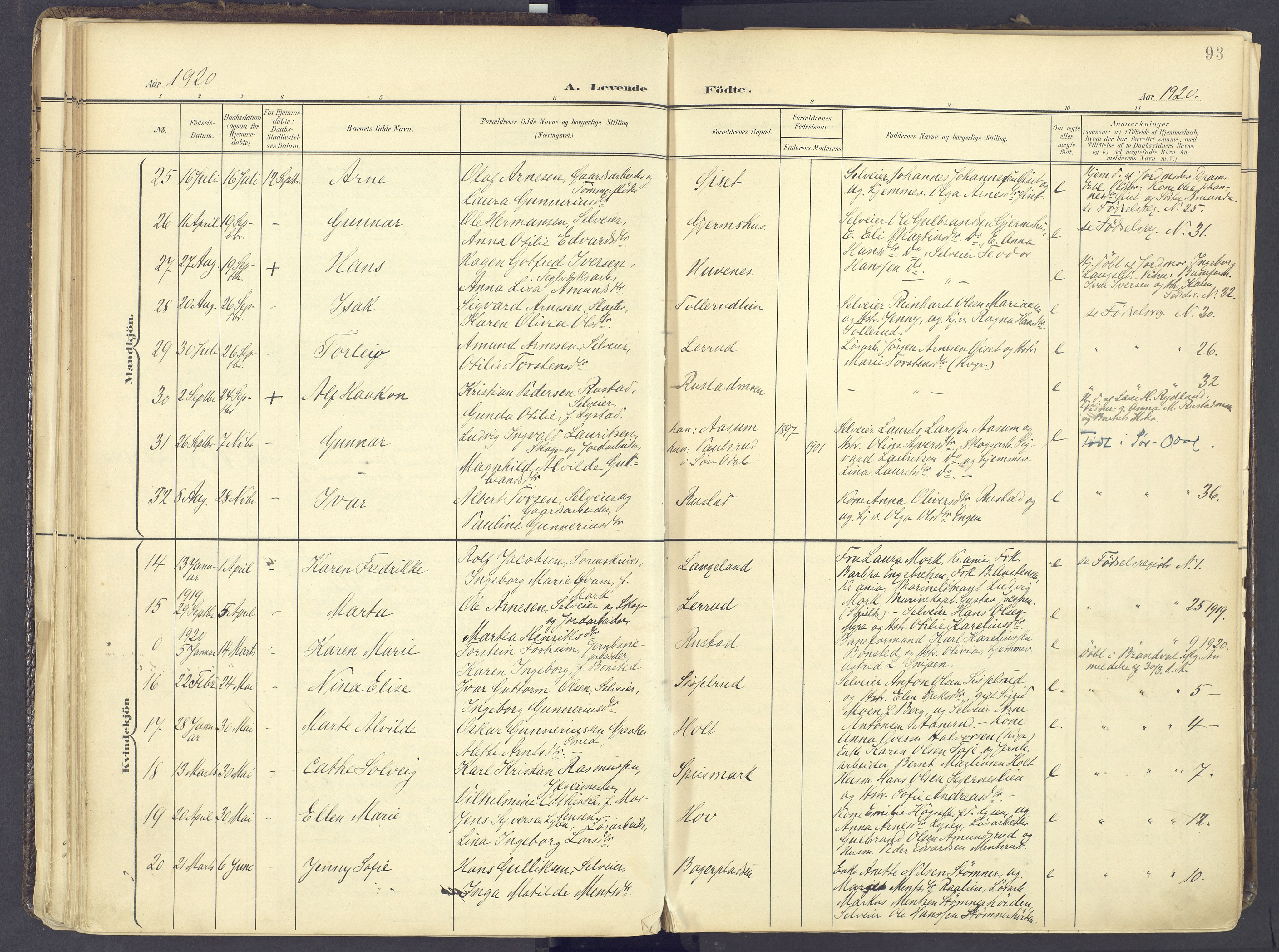 Vinger prestekontor, AV/SAH-PREST-024/H/Ha/Haa/L0017: Parish register (official) no. 17, 1901-1927, p. 93