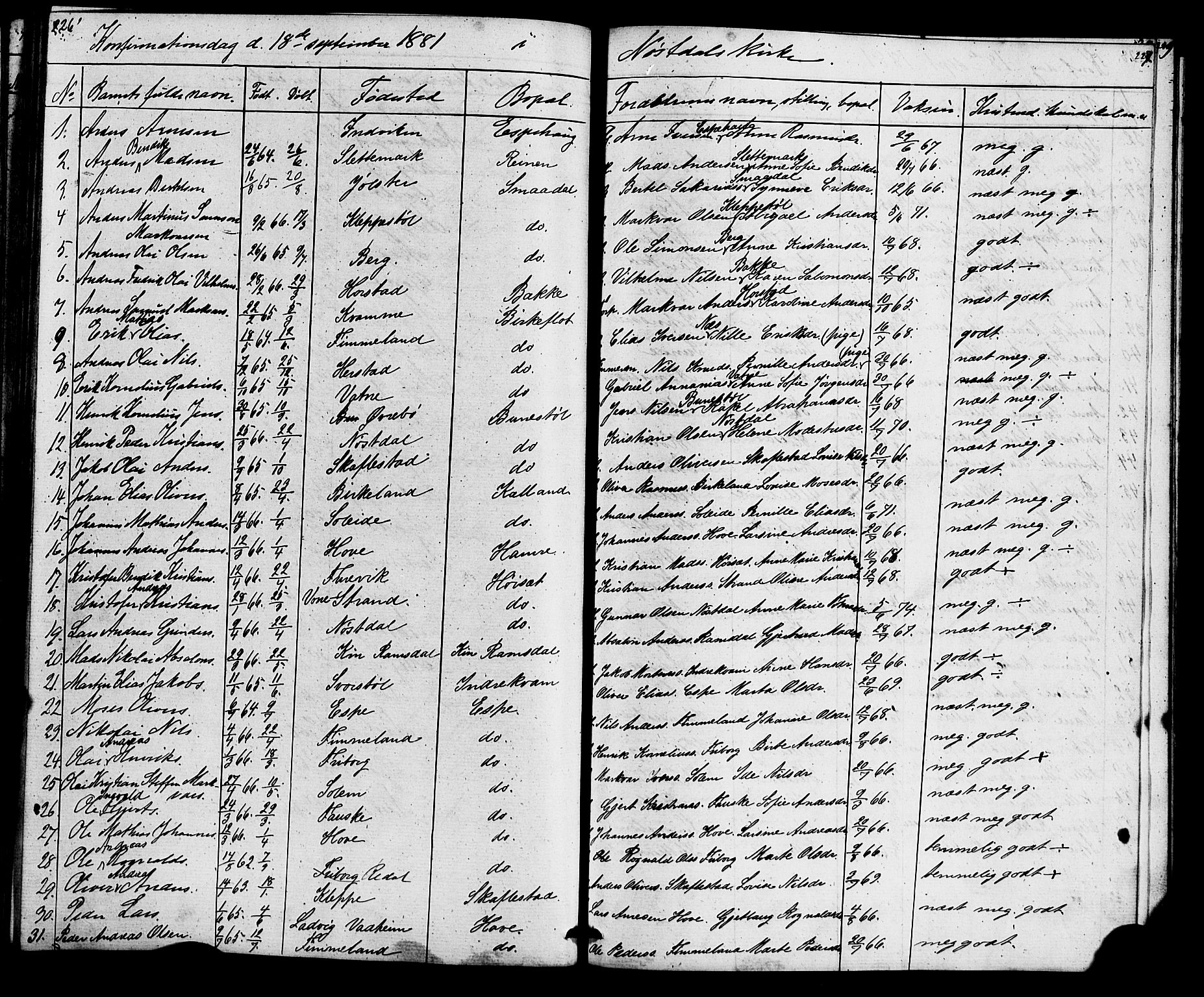 Førde sokneprestembete, SAB/A-79901: Curate's parish register no. A 1, 1870-1881, p. 226-227