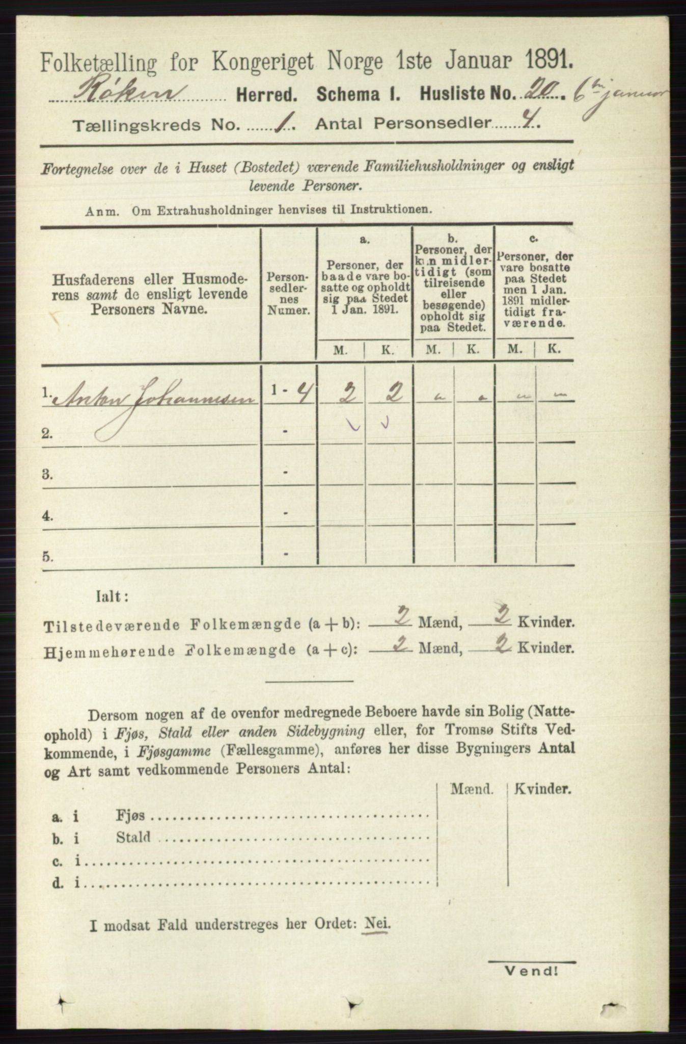 RA, 1891 census for 0627 Røyken, 1891, p. 42