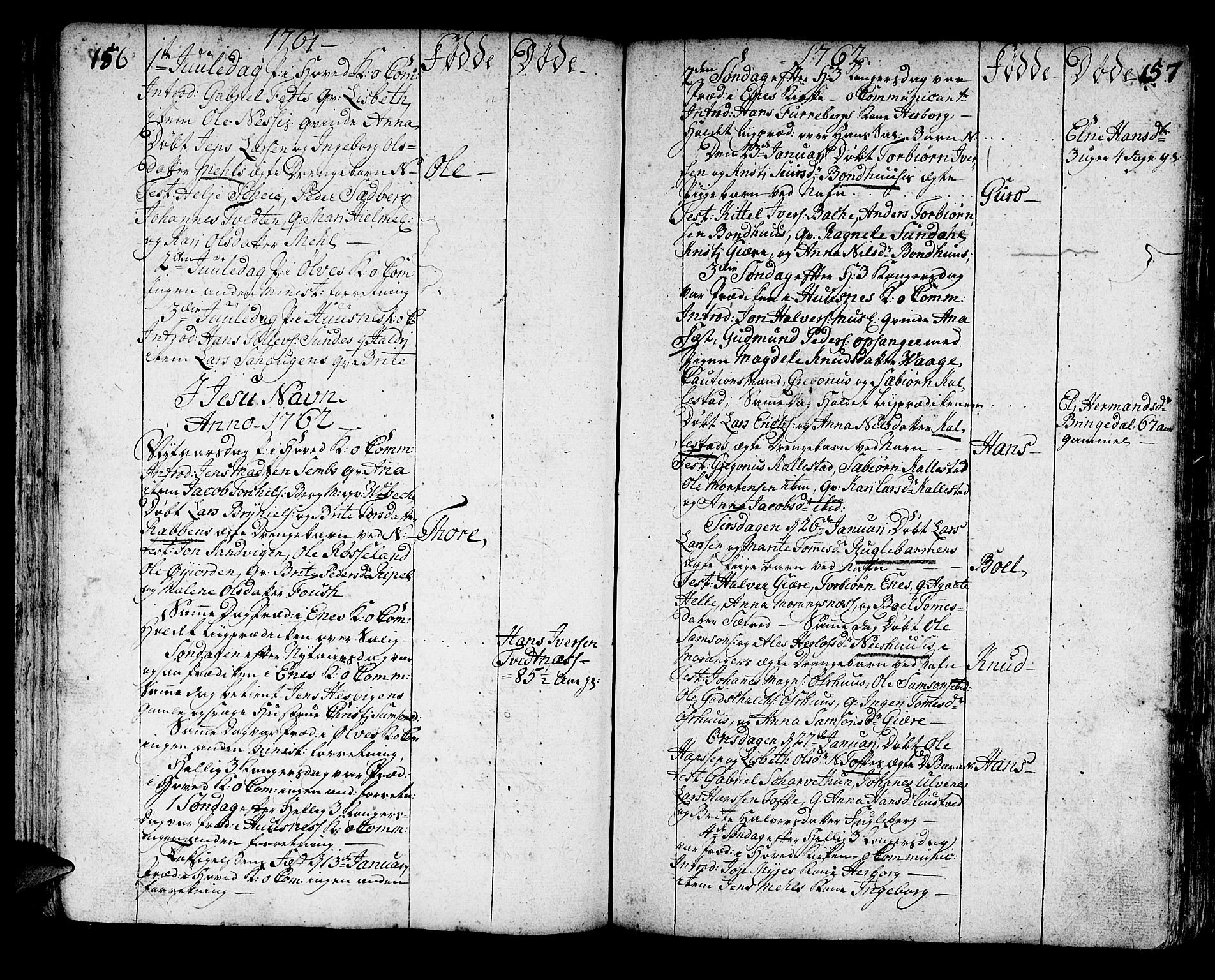Kvinnherad sokneprestembete, SAB/A-76401/H/Haa: Parish register (official) no. A 3, 1754-1777, p. 156-157