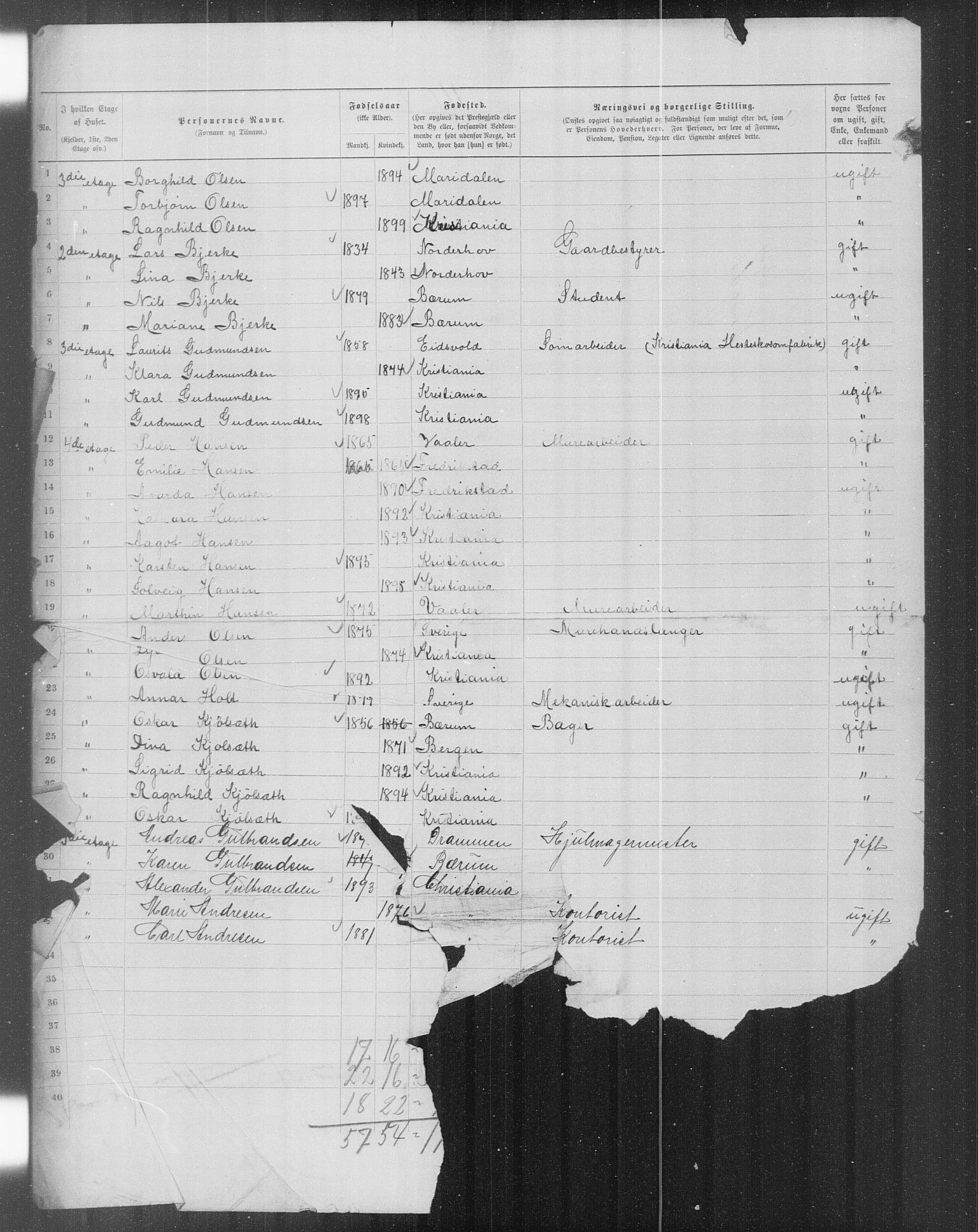 OBA, Municipal Census 1899 for Kristiania, 1899, p. 16056