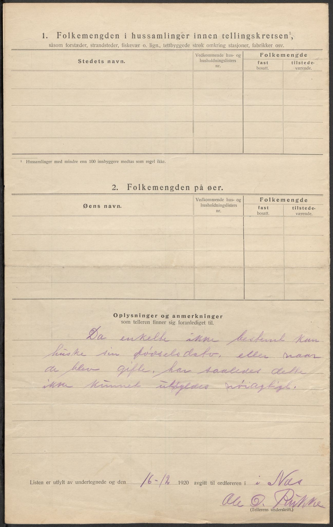 SAKO, 1920 census for Nes (Buskerud), 1920, p. 33