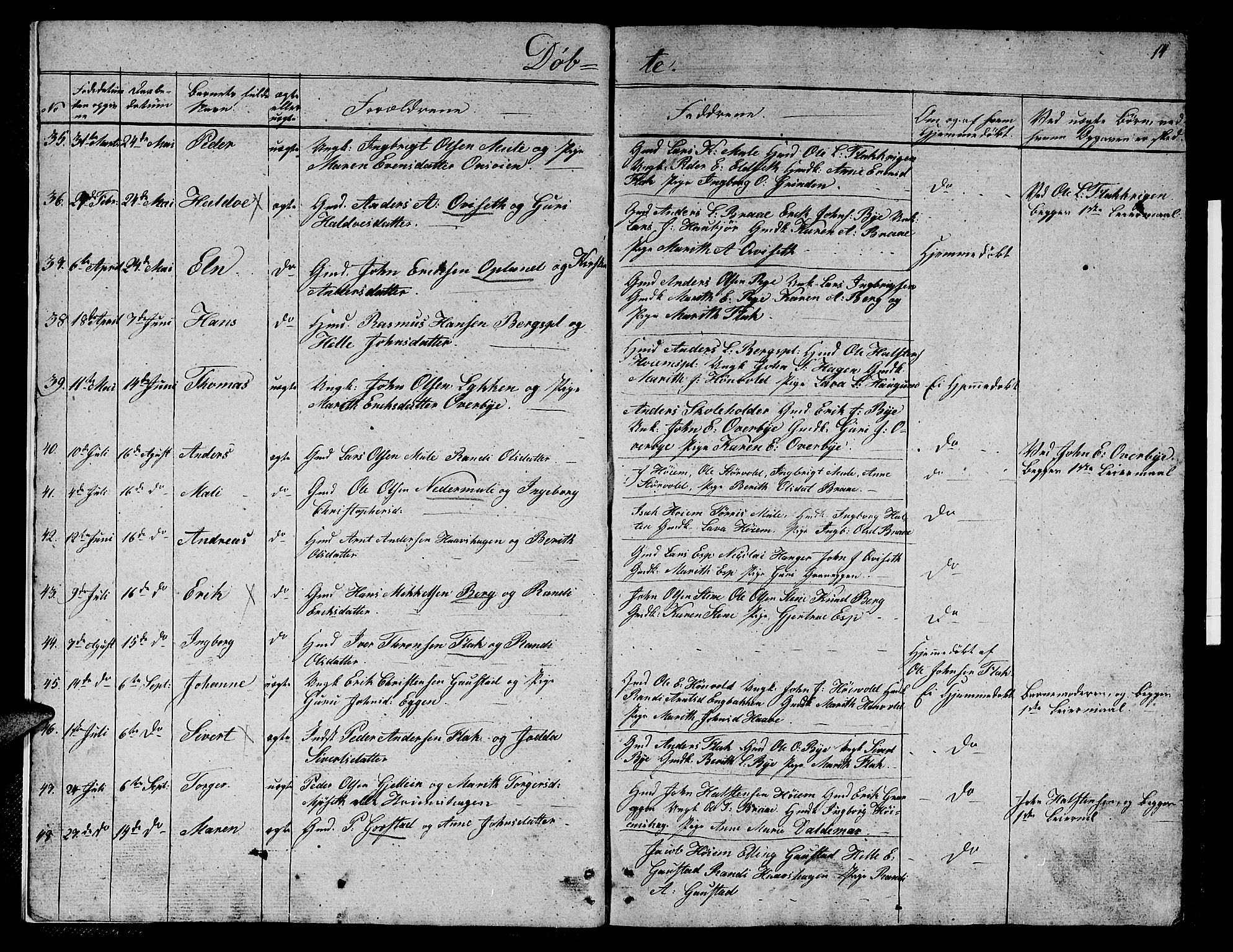 Ministerialprotokoller, klokkerbøker og fødselsregistre - Sør-Trøndelag, SAT/A-1456/612/L0386: Parish register (copy) no. 612C02, 1834-1845, p. 14