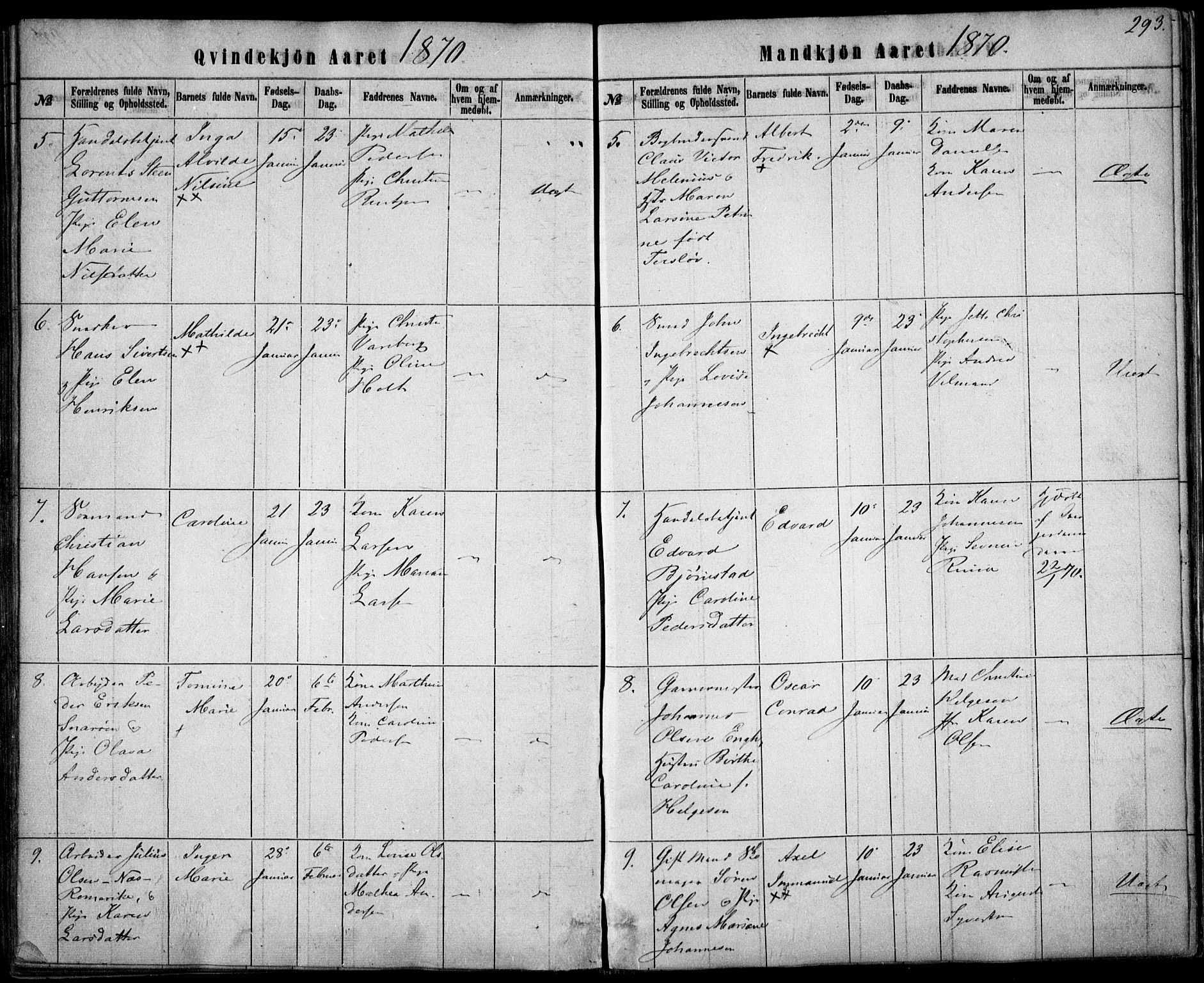 Rikshospitalet prestekontor Kirkebøker, SAO/A-10309b/F/L0004: Parish register (official) no. 4, 1853-1870, p. 293