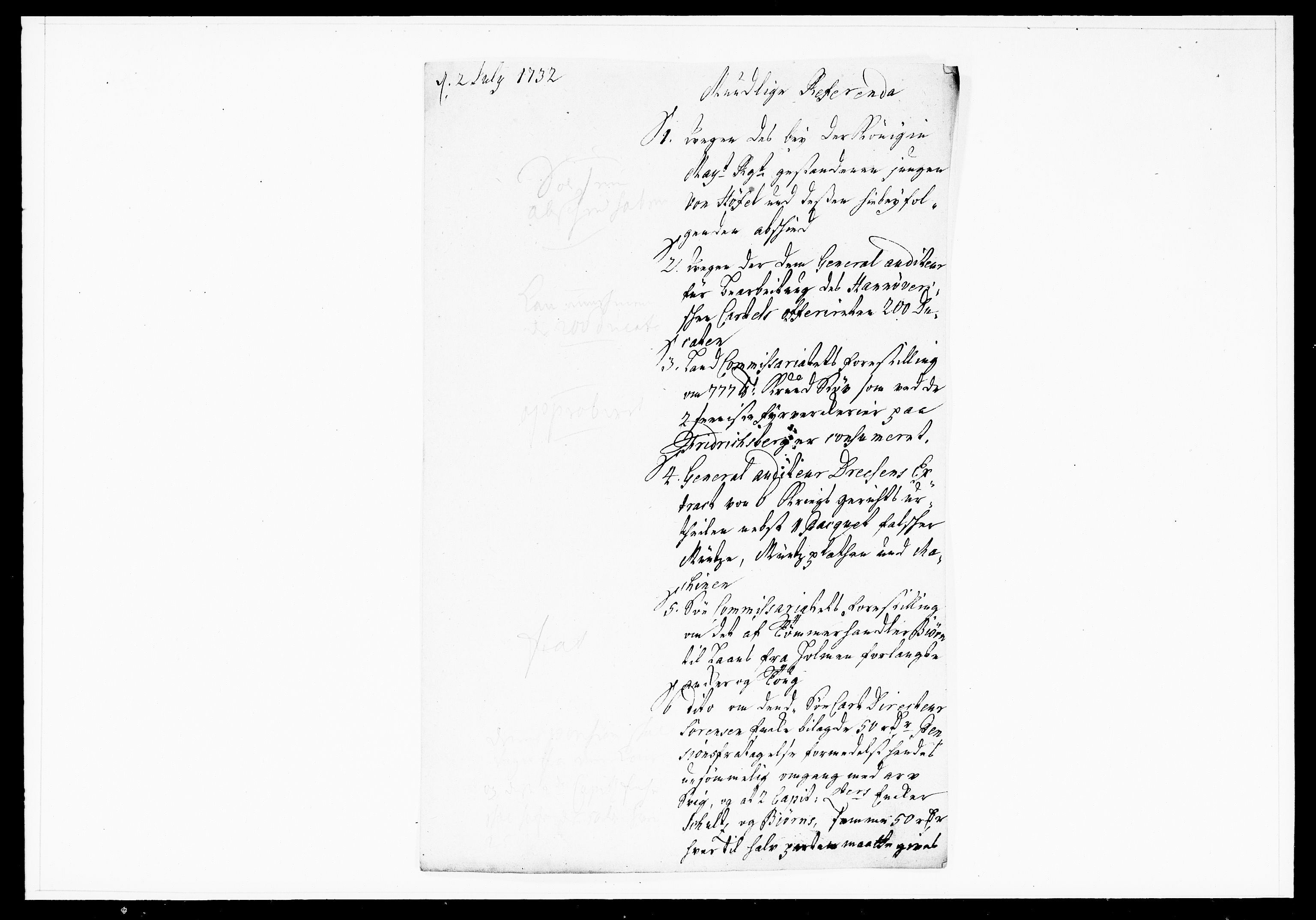 Krigskollegiet, Krigskancelliet, DRA/A-0006/-/1103-1107: Refererede sager, 1732, p. 179