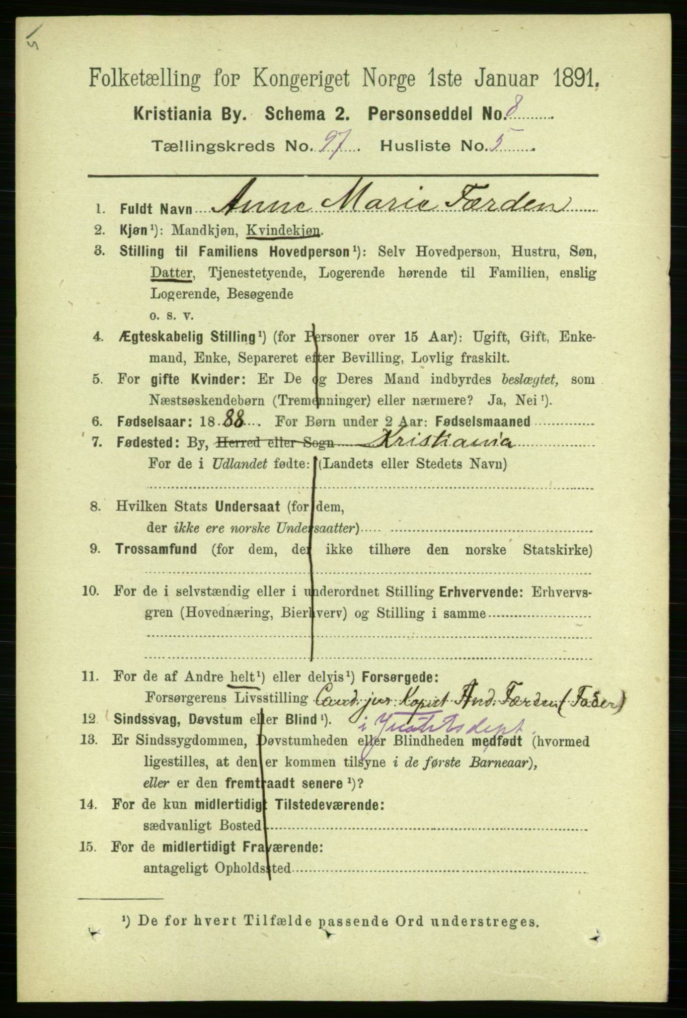 RA, 1891 census for 0301 Kristiania, 1891, p. 47035