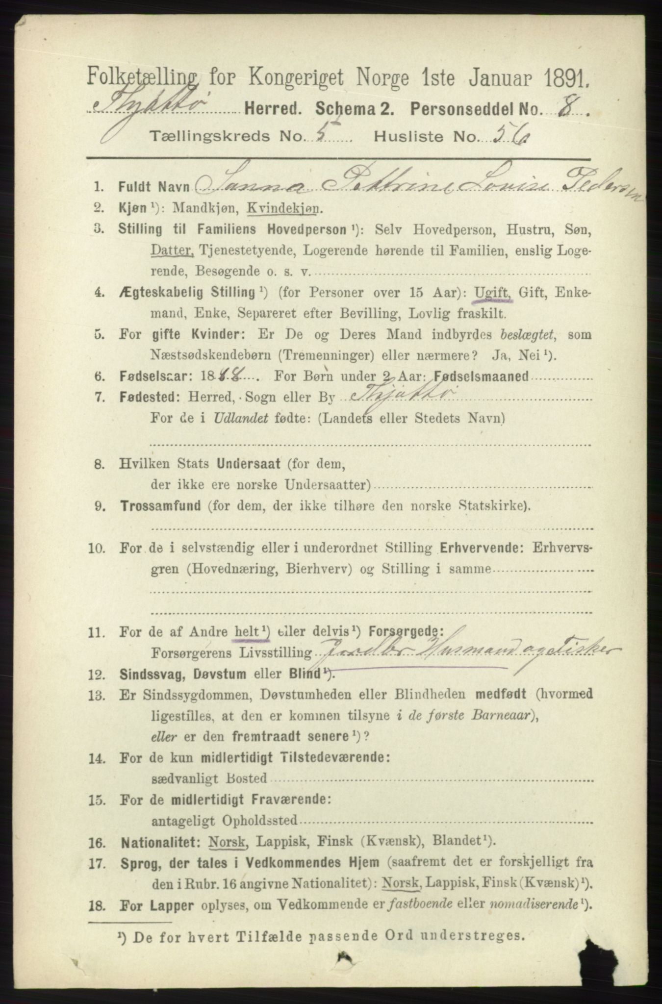 RA, 1891 census for 1817 Tjøtta, 1891, p. 2781