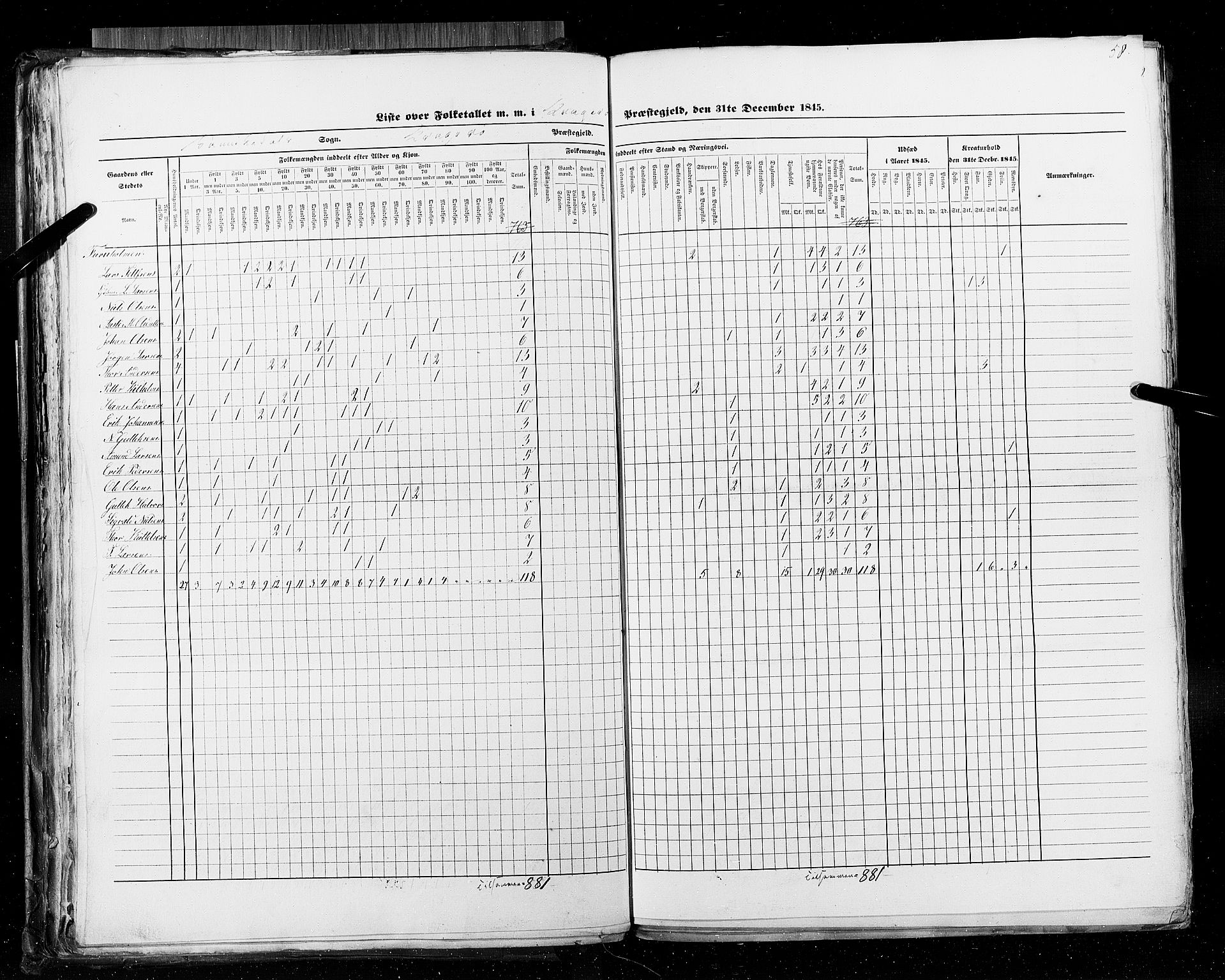 RA, Census 1845, vol. 5: Bratsberg amt og Nedenes og Råbyggelaget amt, 1845, p. 58