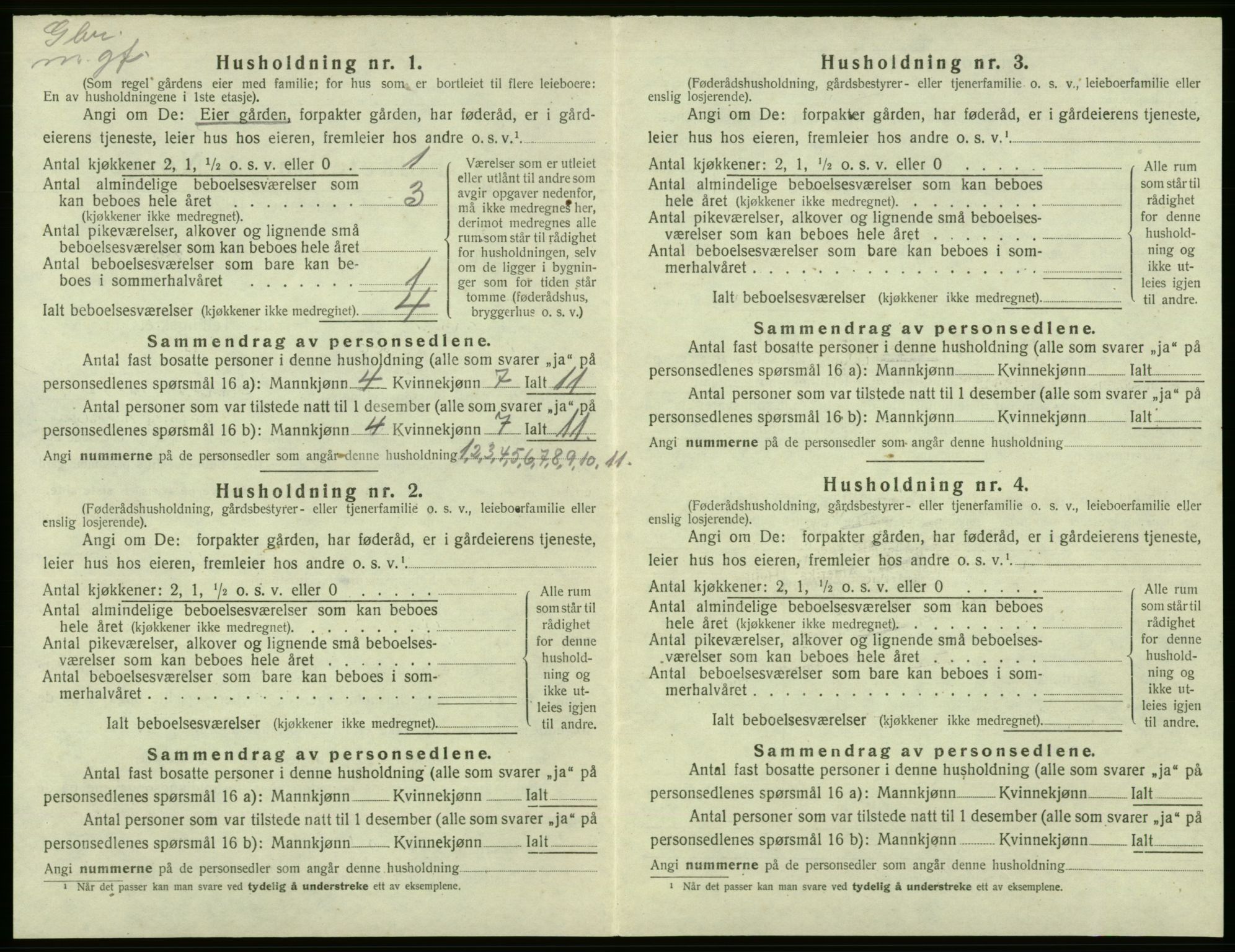 SAB, 1920 census for Tysnes, 1920, p. 540