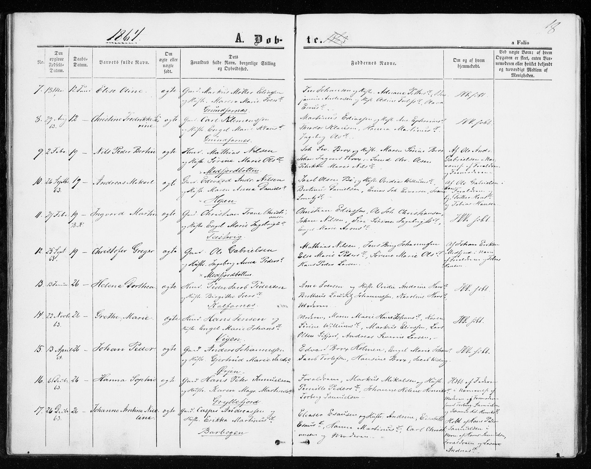 Berg sokneprestkontor, SATØ/S-1318/G/Ga/Gaa/L0002kirke: Parish register (official) no. 2, 1860-1872, p. 18